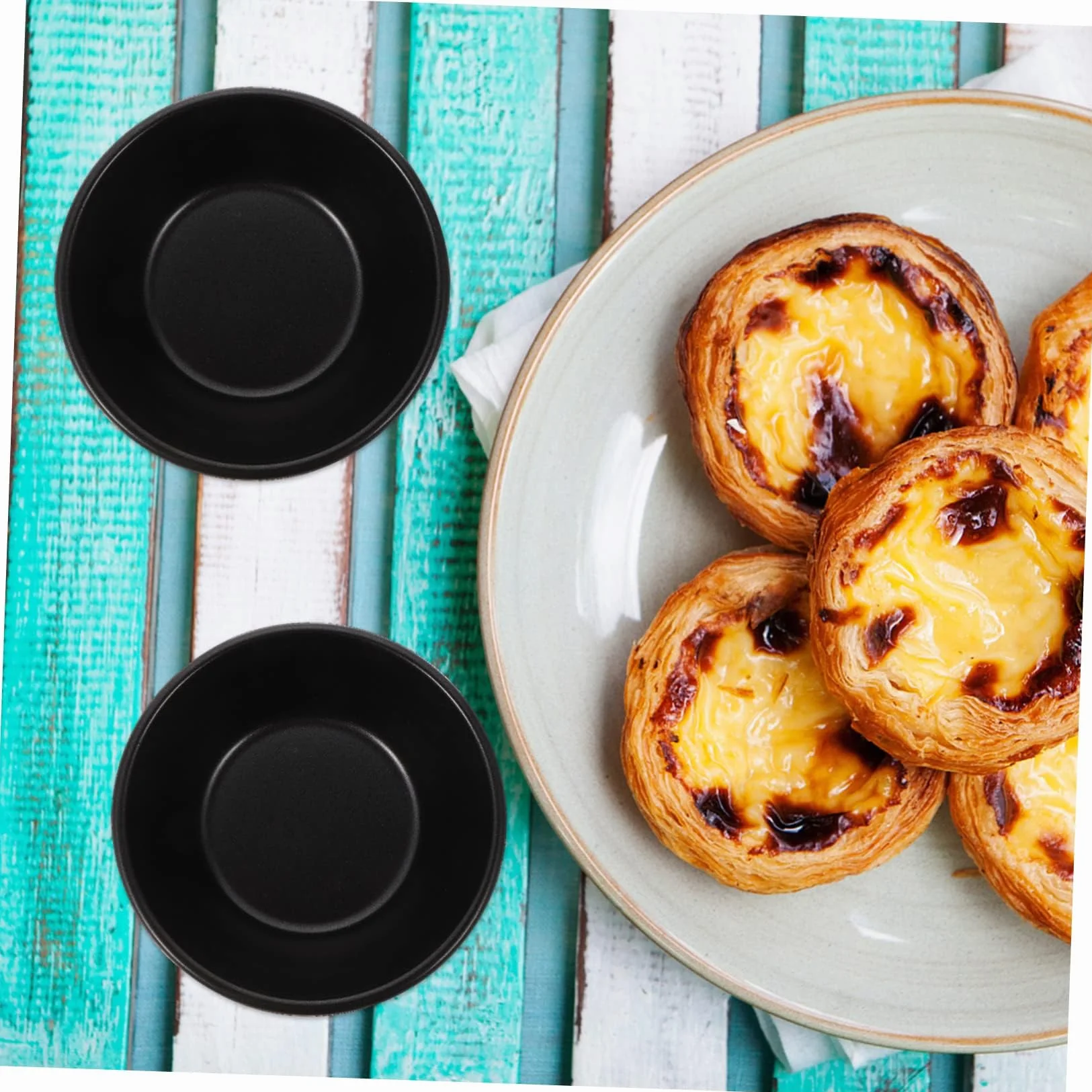 Set 10 Moldes Antiadherentes para Tartaletas, Moldes para Pasteles de Nata Portugueses 8cm, Formas Reutilizables para Mini Tartas y Quiches