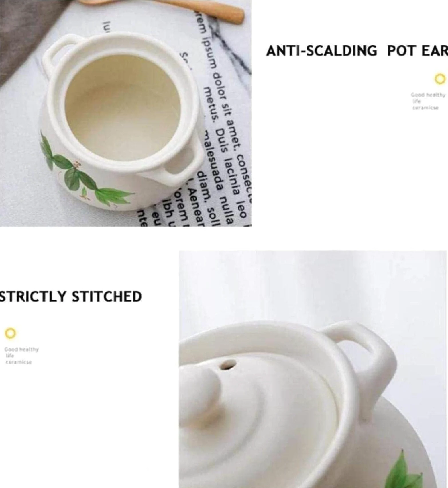 Cazuela de Barro/cazuela de Barro/sartén de Barro: cocción Resistente a Altas temperaturas, no Pierde Color, no envejece, Duradera y práctica, Capacidad de 1000 ml,White-Capacity 1000ml