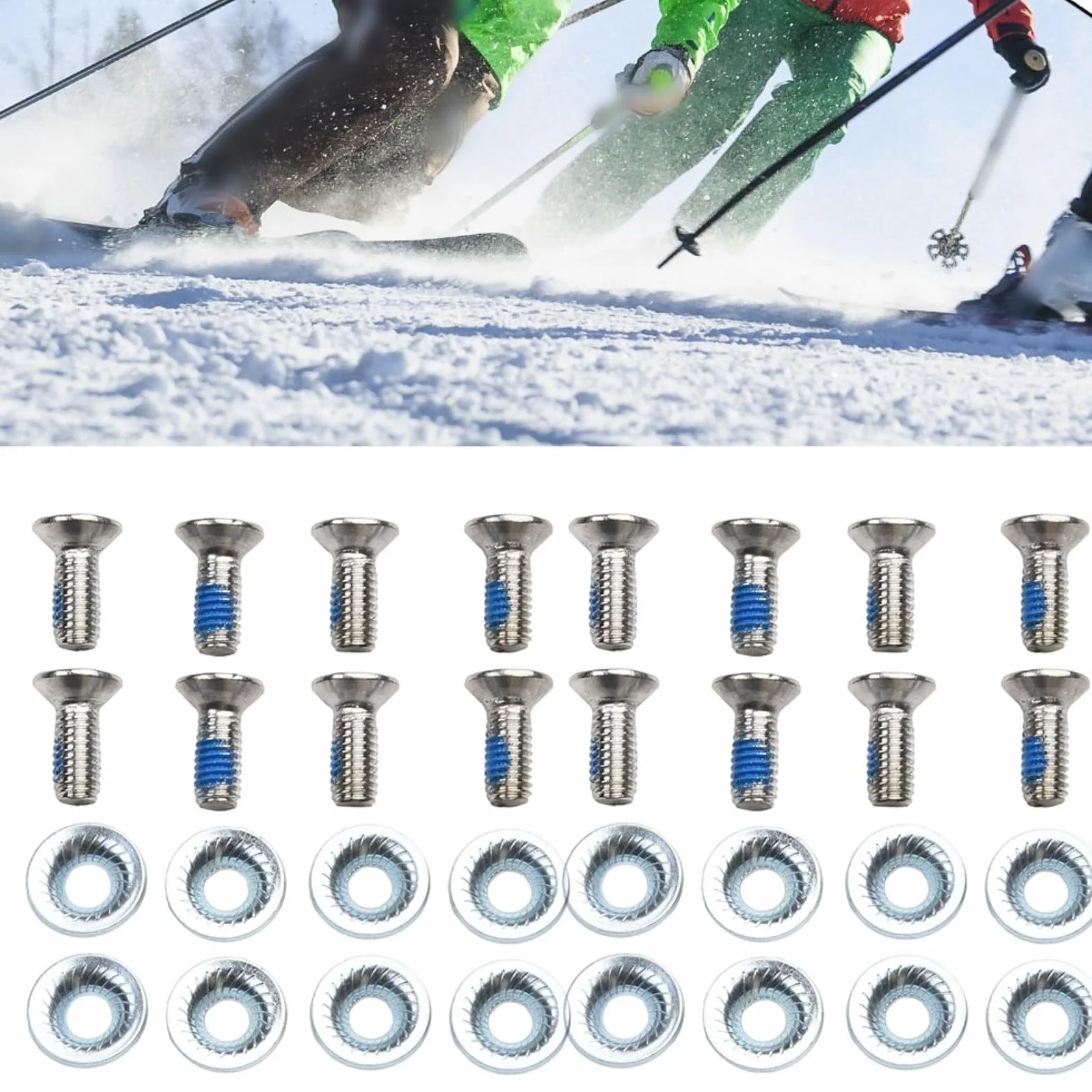 Juego de tornillos de fijación de snowboard con espaciador de 20 mm OD para encuadernaciones (8 piezas)