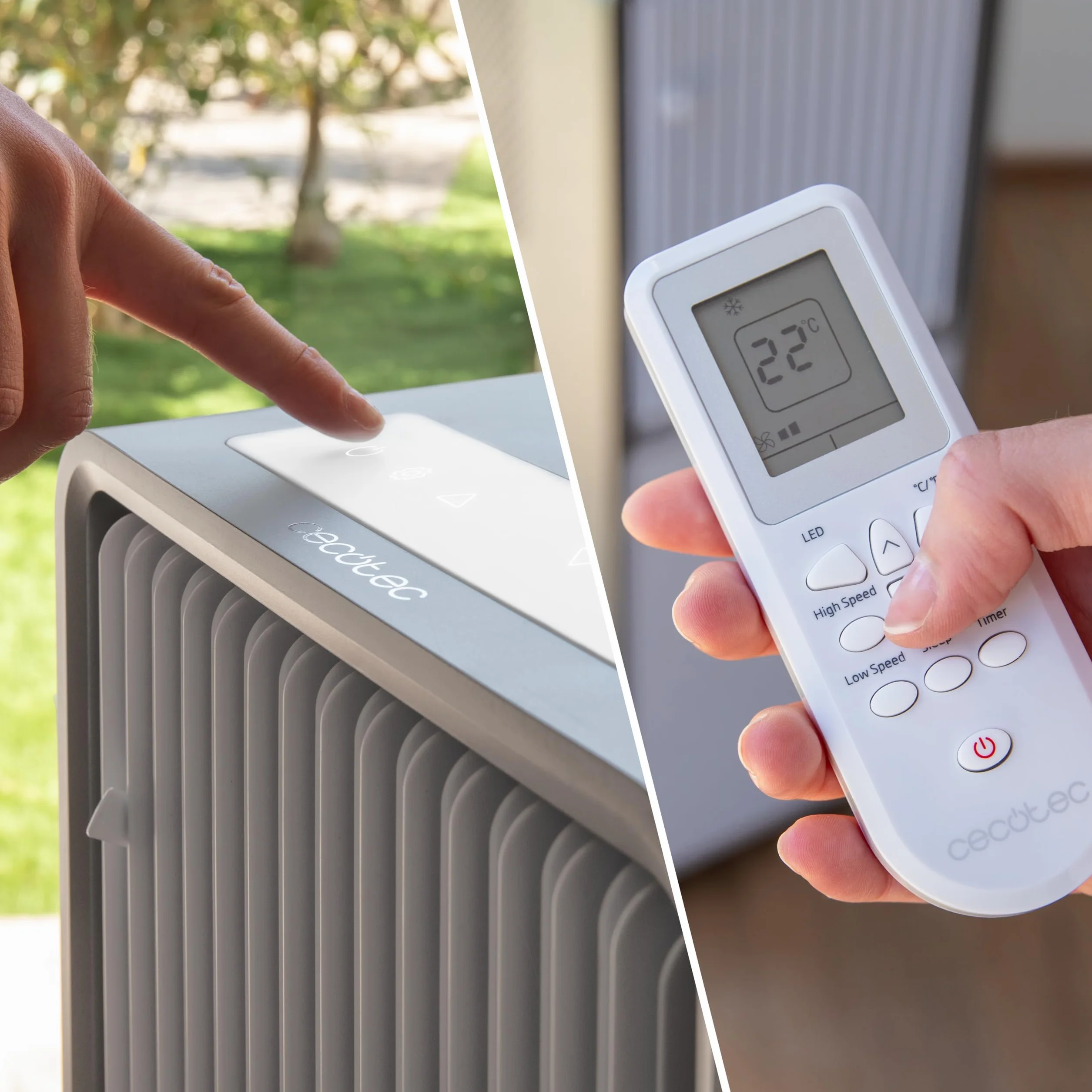 Cecotec Aire Acondicionado Portátil con Mando y Bomba de Calor ForceClima 12650 Style Heating. 12000 BTU, Pantalla LED, Táctil, 5 Modos, 2 Velocidades, Deshumidificador, Temporizador, 28m2