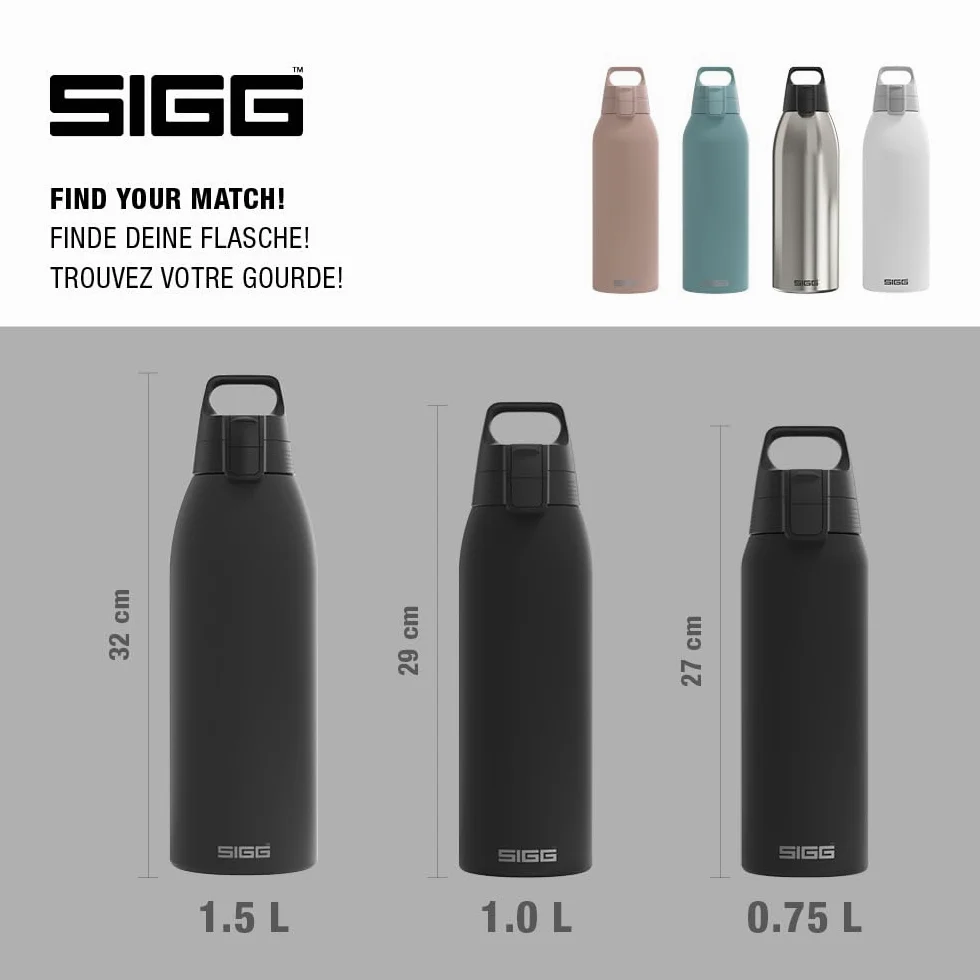 Sigg - Botella de Agua Aislada - Shield Therm Morning Blue - Apta para Bebidas Carbonatadas - A Prueba de Fugas - Apta para Lavavajillas - Libre de BPA - Acero Inoxidable 90% Reciclado - Azul - 1,5L