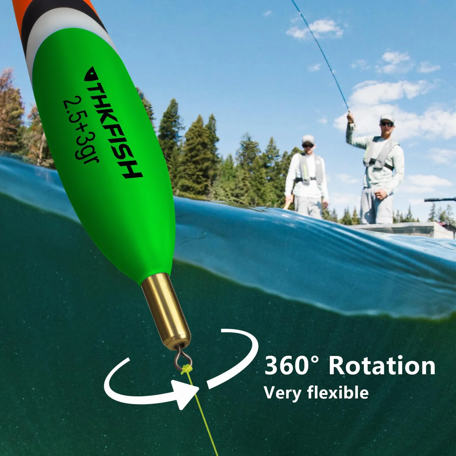 THKFISH Juego de 5 flotadores de Pesca de Madera Colores Vivos 2,5+3g 2,5+2,5g 2,0g 2,0+2,0g
