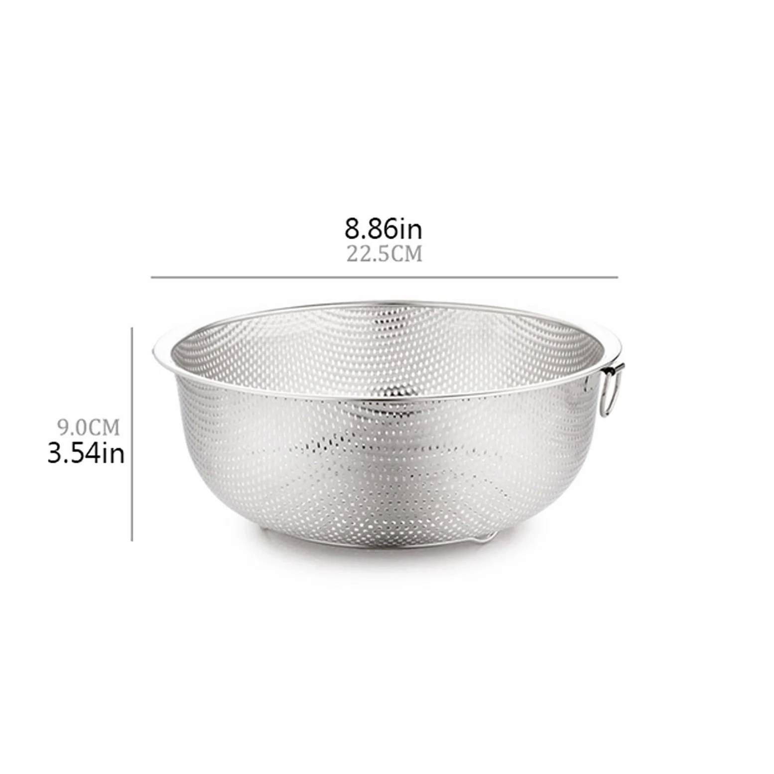 Colador Cesta de Drenaje Colador de Acero Inoxidable Colador de Cocina Lavado Tazón de Lavado Fruta Vegetal Senador de escurridor con Anillo colgado Fino 2mm Agujero Coladores de Alimentos