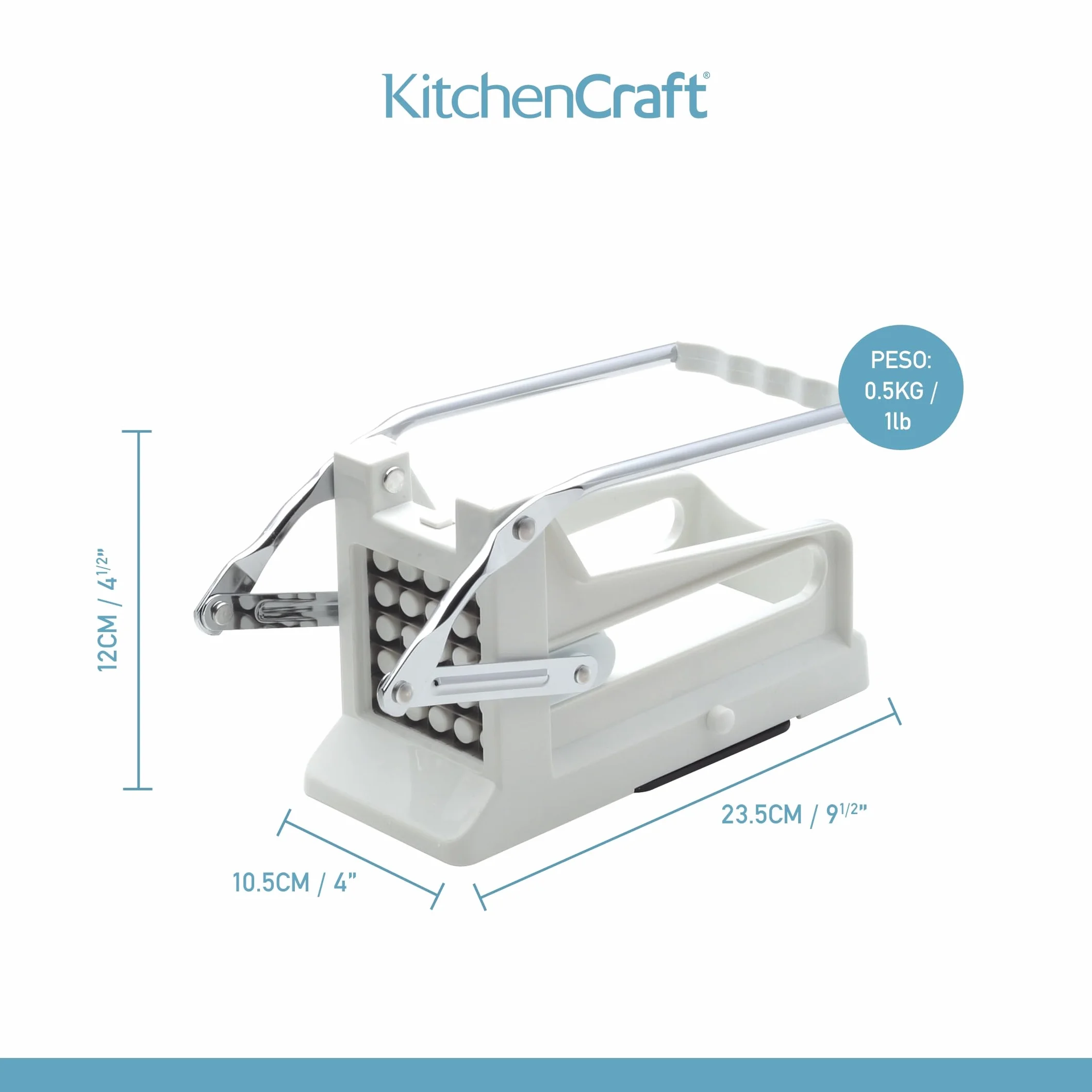 Kitchen Craft KCBB882 - Cortador de patatas fritas con hoja de acero inoxidable, Blanco