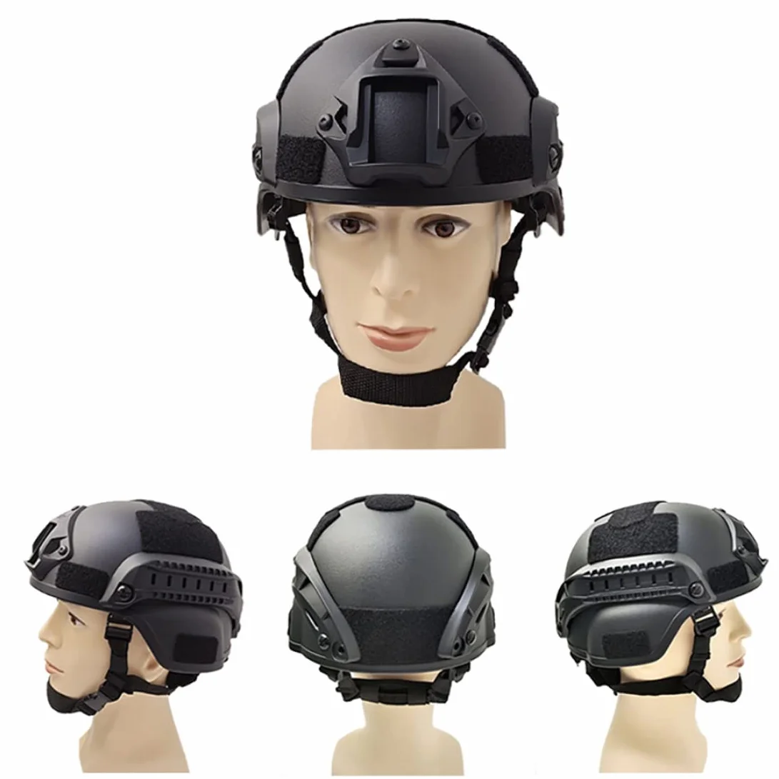Casco Táctico Militar Tipo PJ para Airsoft y Paintball - Ajustable con NVG Mount, Protective Bump Helmet para Caza - 22.05-23.62 Pulgadas/Negro