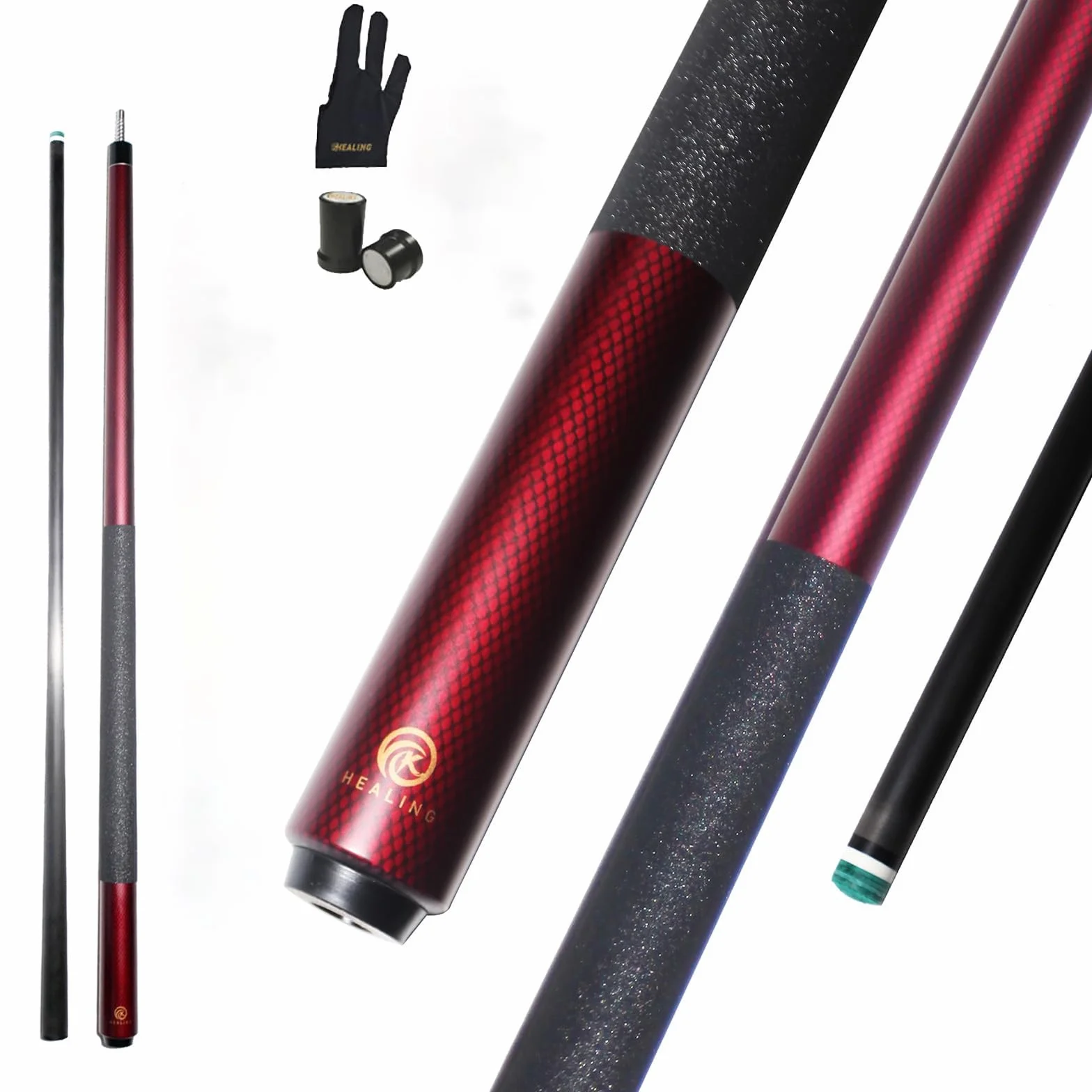 KHEALING Taco de billar fibra de carbono 12,5 mm 58 pulgadas profesional