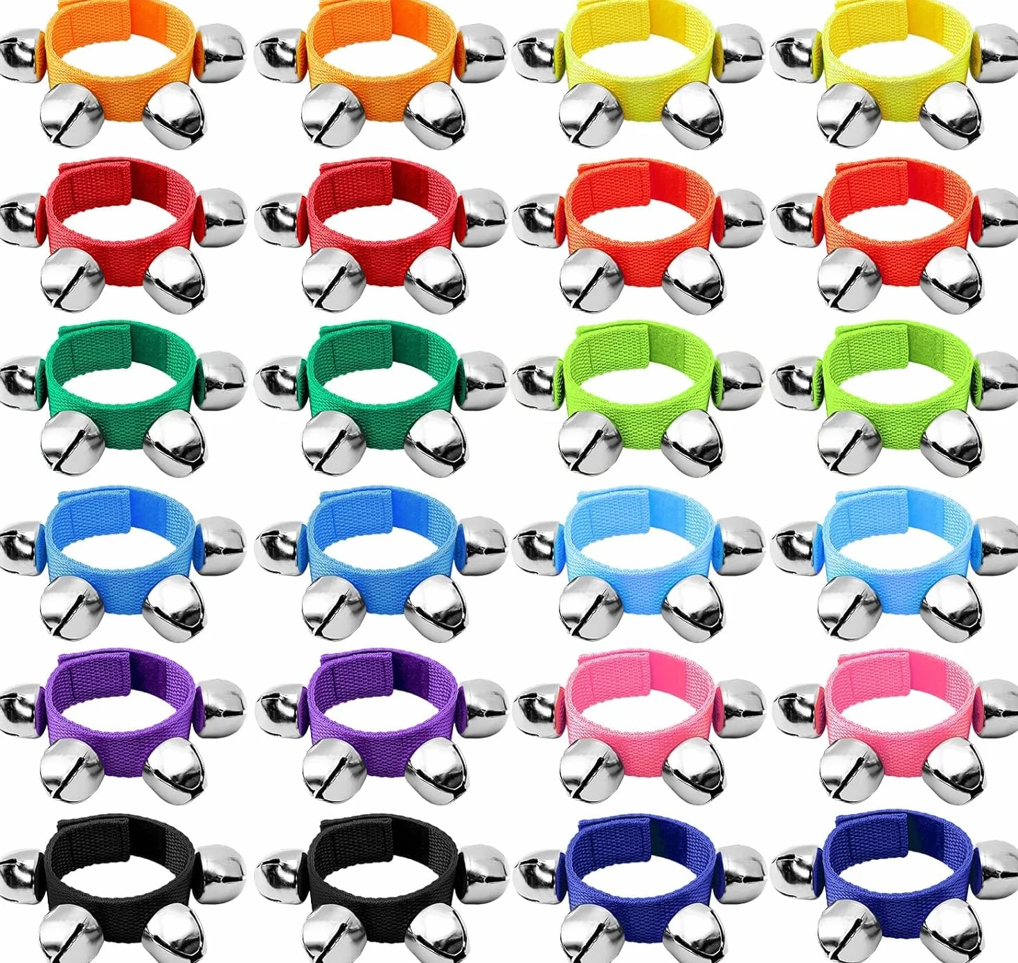 LATERN 24 Piezas Muñequera Jingle Bells, 12 Colores Campanas de Muñeca de Banda Campanas de Tobillo Musicales Percusión de Instrumentos Rítmicos para Adultos Bebé Navidad Decoración Fiesta Recuerdos