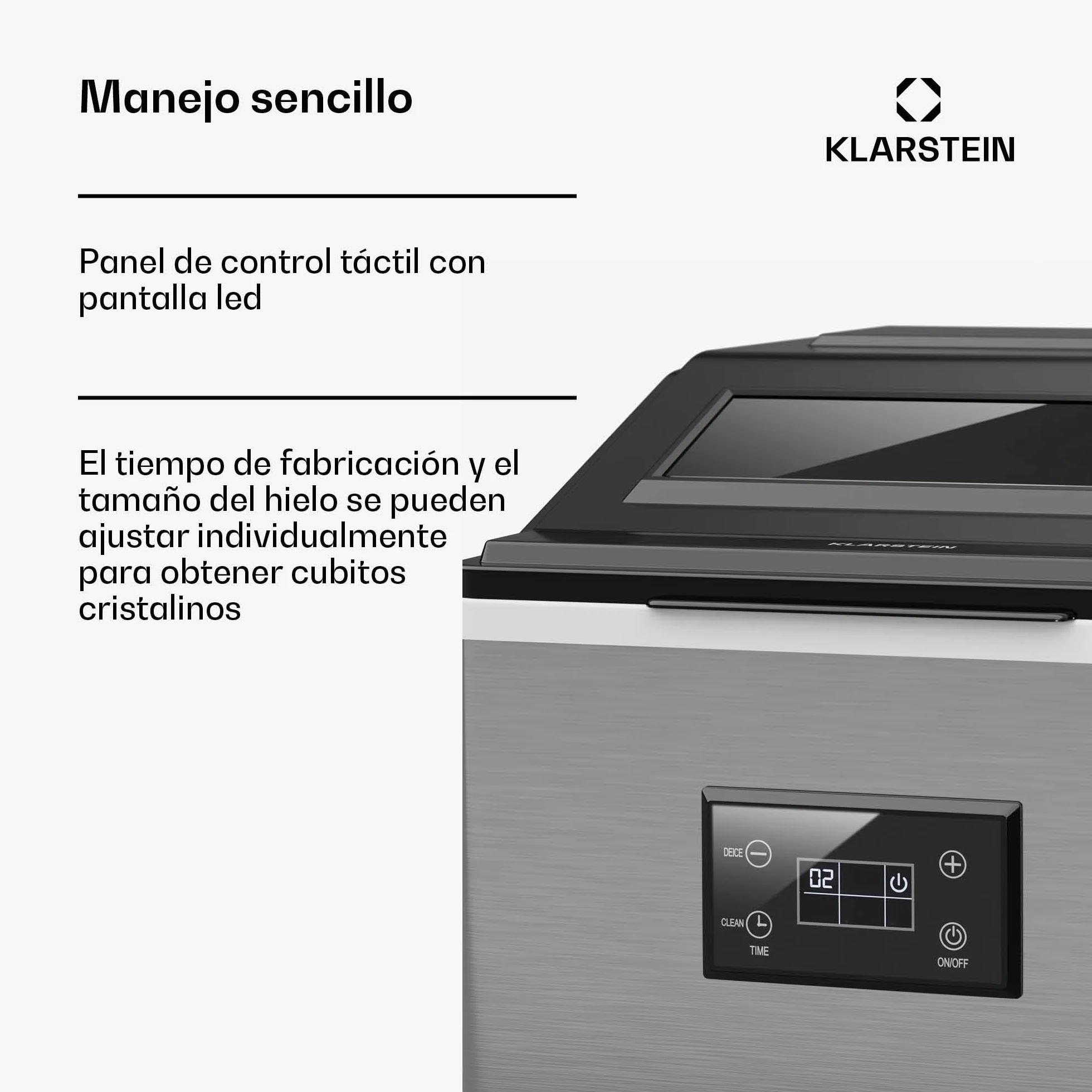 Klarstein FrostMaster máquina de hielo - hasta 40 kg/día, 34 cubitos en 15 min, carcasa de acero inoxidable, panel led, fácil de limpiar, ideal para casa y fiestas
