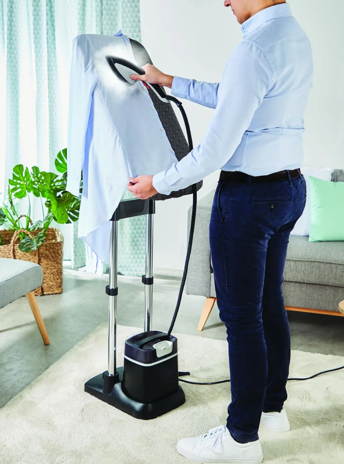 Rowenta IXEO+, Cepillo de Vapor 2980W, 5 bares de presión, Hasta 90 g de vapor, Depósito 1 L, Elimina Arrugas, Olores y Desinfecta, Tabla Vertical Cabezal, Tecnología Twin Boiler, QR1510