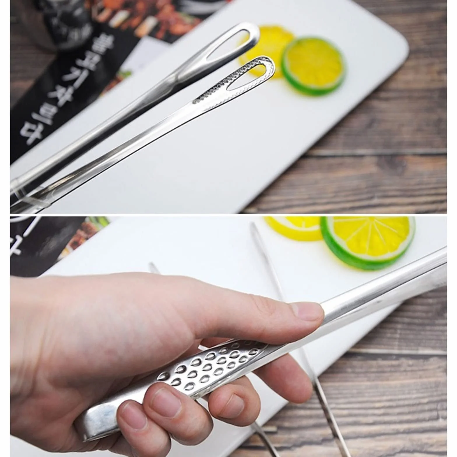 Pinzas de Cocina, Pinzas de Acero Inoxidable para Barbacoa, Pinzas extralargas, Pinzas para Alimentos, Pinza para Servir Pan, Pinza para repostería (pequeña)