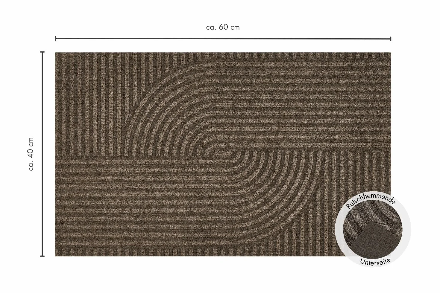 andiamo Felpudo Yukon – Felpudo Lavable y Antideslizante para Entrada – Moderno patrón geométrico Adecuado para Robot Aspirador, 40 x 60 cm, marrón