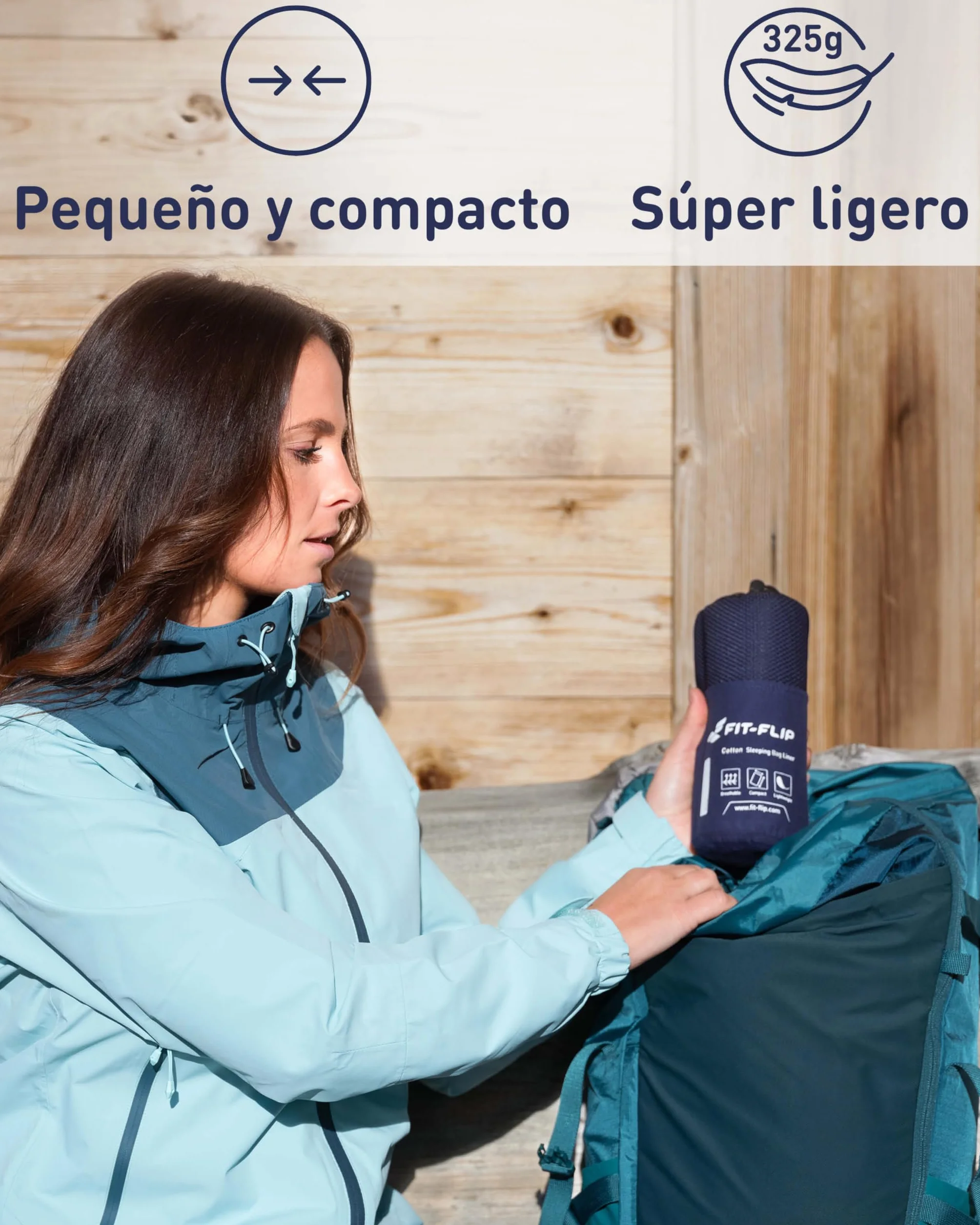 Fit-Flip Sábana Saco de Dormir Ultraligero 325g 310g con Compartimiento de Almohada