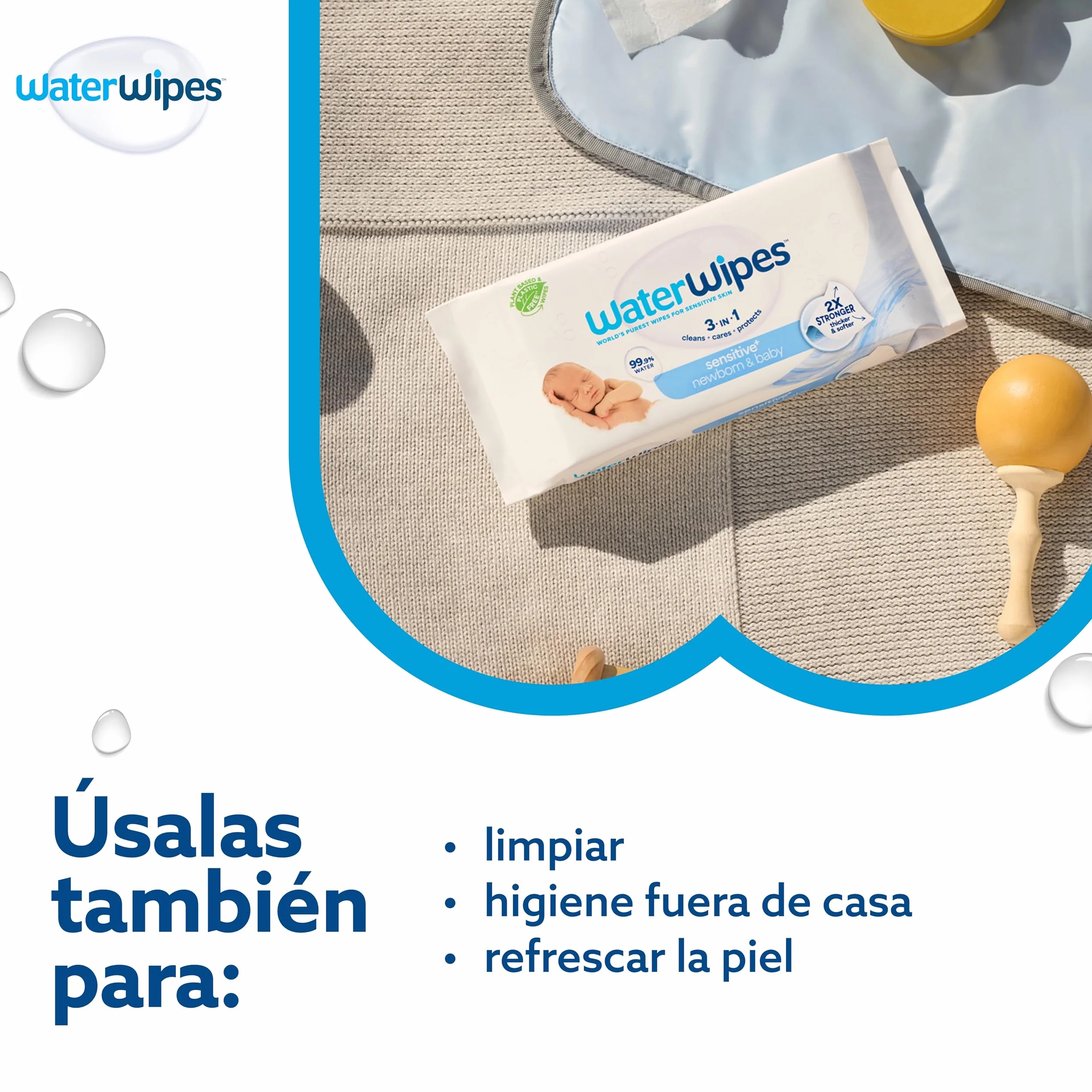 WaterWipes Sensitive+ Newborn & Baby Wipes, 720 Count (12-Pack), 99.9% Water, Fragrance Free