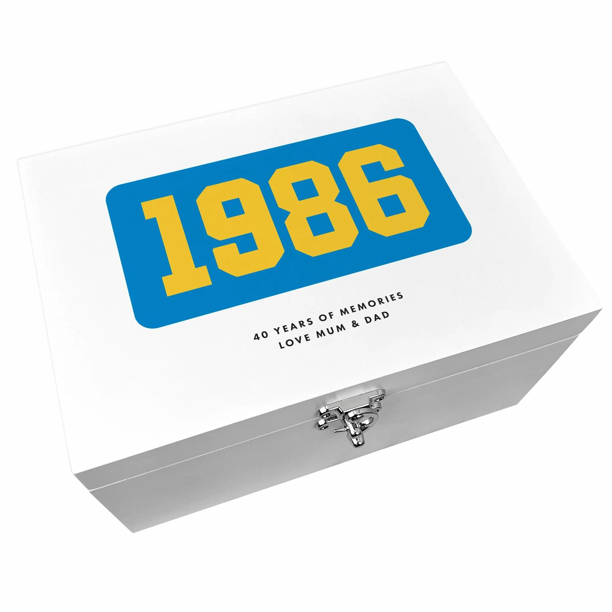 Caja de recuerdos de madera blanca personalizada para el año | Almacenamiento de cumpleaños con nombre personalizado | Regalo de cumpleaños 18, 21, 30, 40, 50 | Aniversario, foto y recuerdo del año