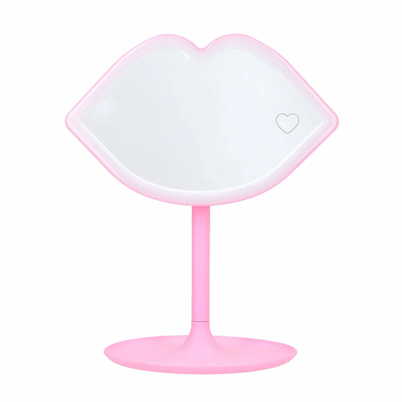 Depesche 14116 TOPModel Candy Glam - Espejo de Mesa con LED, Espejo con Forma de Labios y Borde Luminoso LED, Espejo de Maquillaje con iluminación en Color Rosa