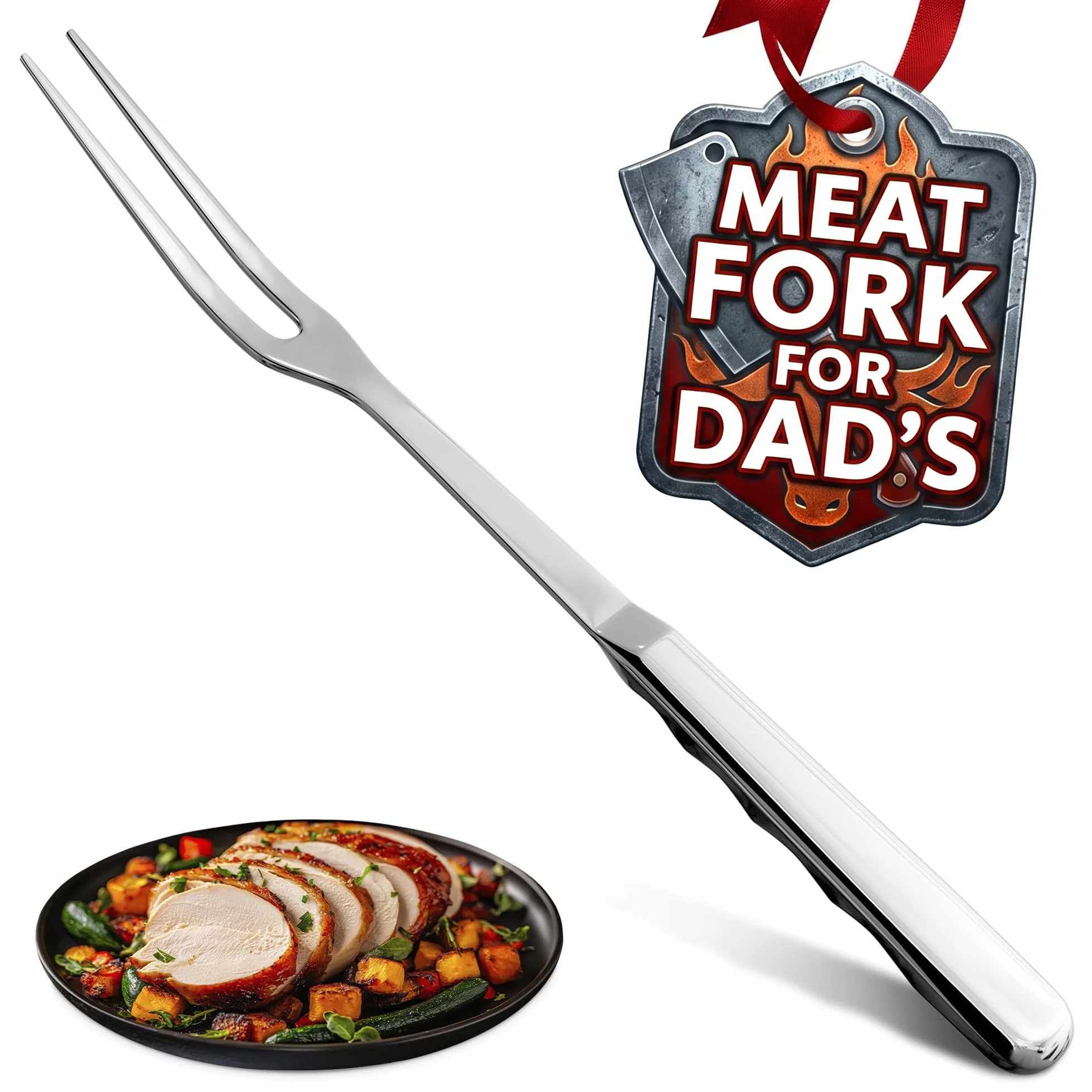 Tenedor de dos puntas Elite - Tenedores de cocina de 11 pulgadas, tenedor de trinchado, tenedor de parrilla resistente, utensilios de cocina de acero inoxidable, tenedor de carne, juego de tenedores