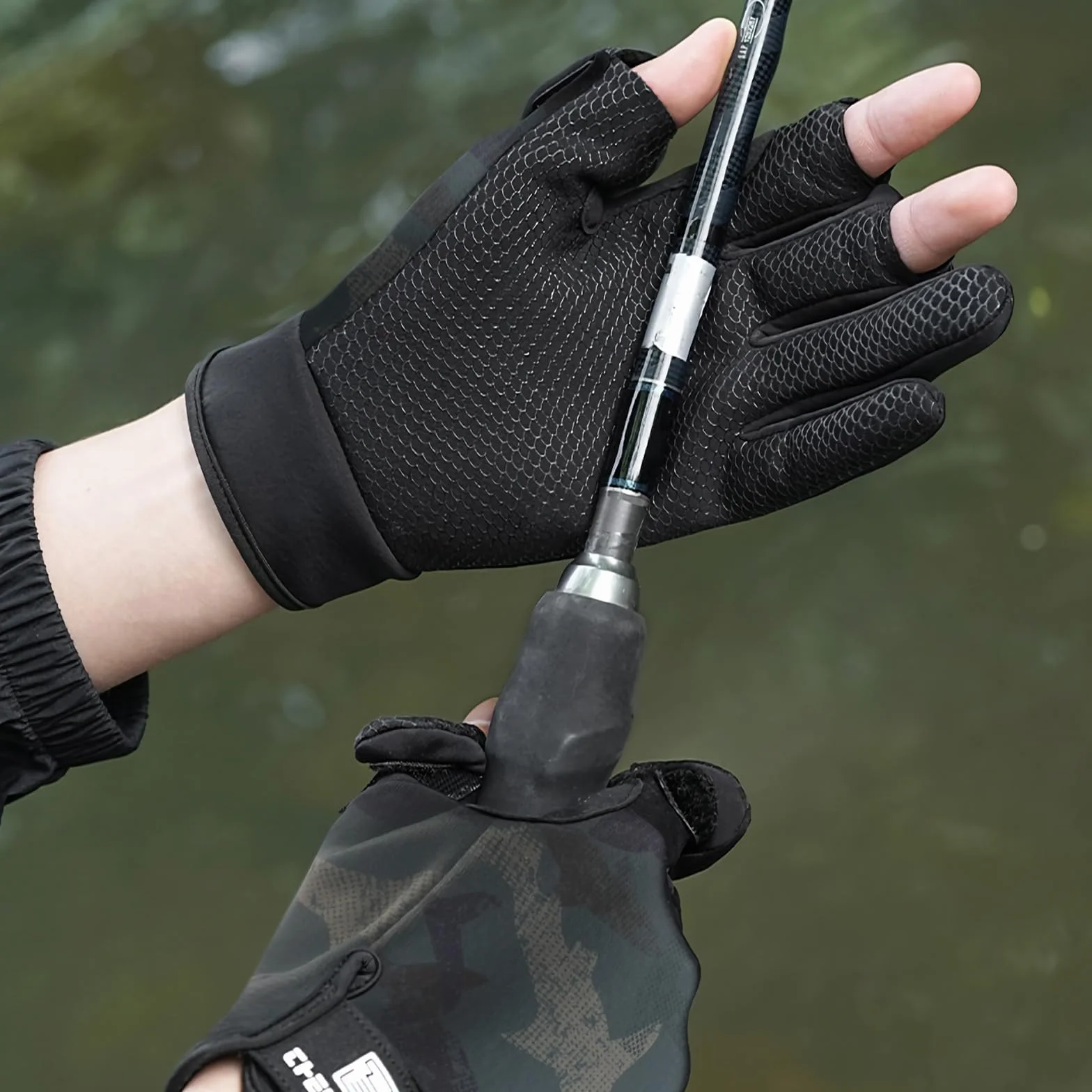 Guantes de pesca UPF50+ protección UV antideslizantes dedo completo caza hombres