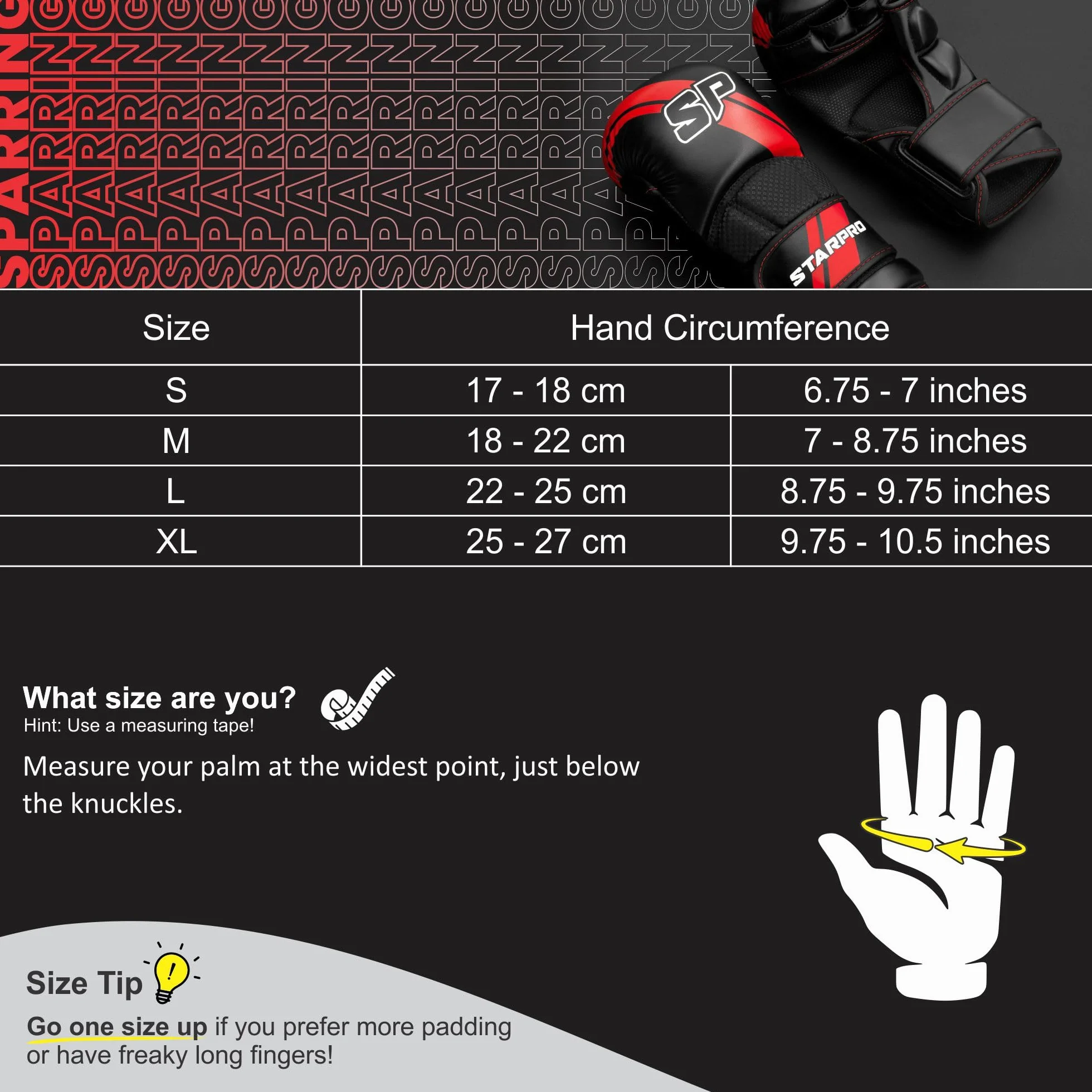 Starpro Guantes MMA de Cuero PU para Sparring y Agarre Entrenamiento Combate Muay Thai Kickboxing Negro