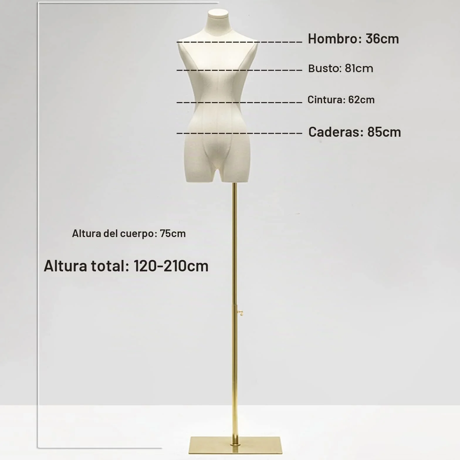 QJSZMEI Maniquí Busto de Señoras, Ajustable Altura Maniqui Costura Mujer con Base de Metal Rectángulo, Maniquí Torso Femenino para Exhibición de Escaparate (Color : White, Tamaño : A)
