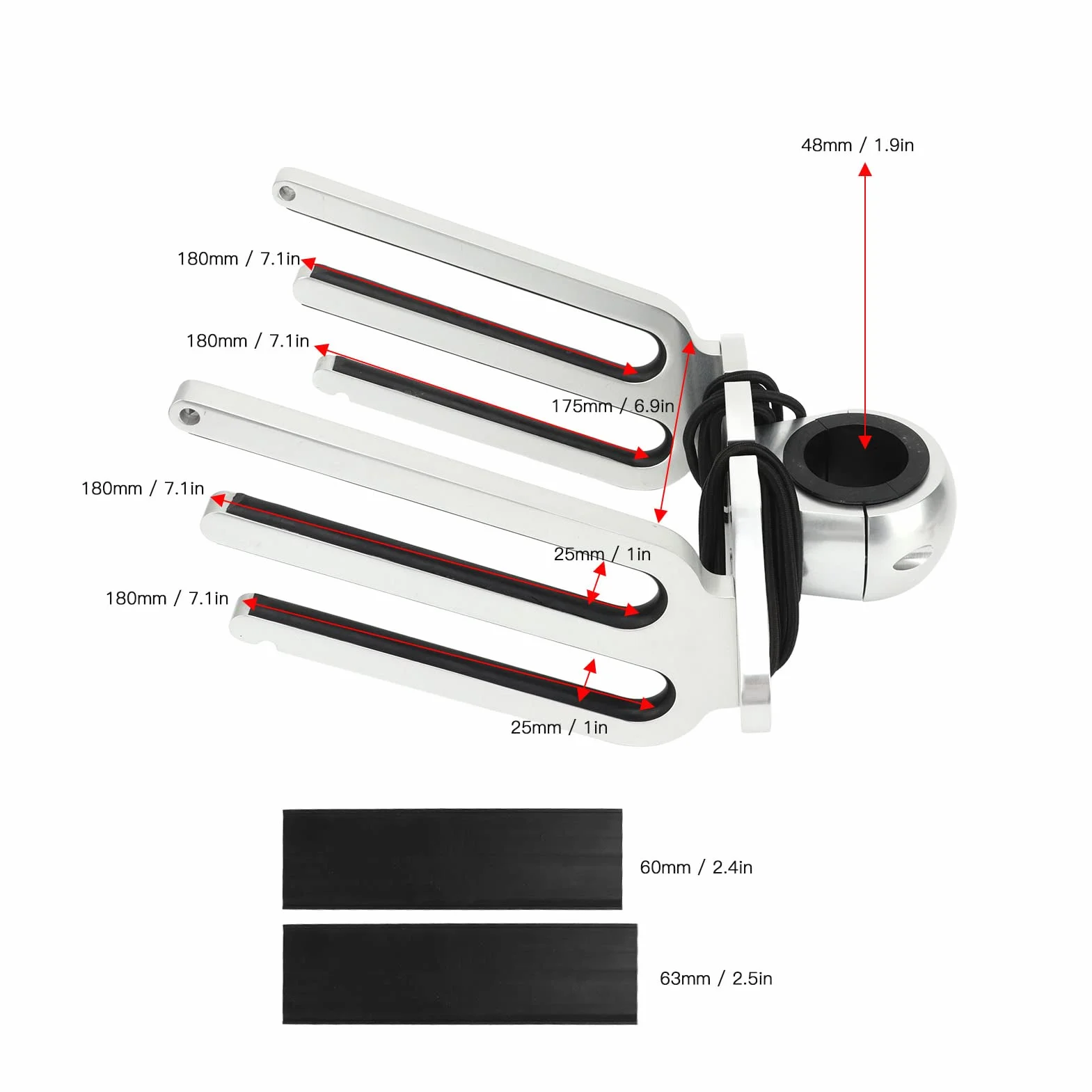 Wakeboard Rack Ajustable de Aleación de Aluminio para Tubos de 1.89in 2.36in 2.48in