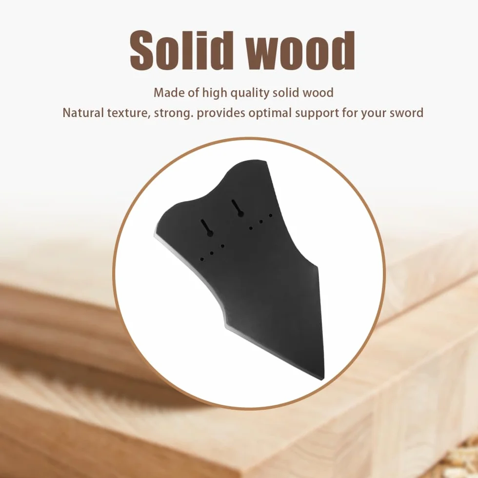 Soporte de pared de madera para espada con espacio ajustable, placa de decoración vertical con tornillos y ganchos