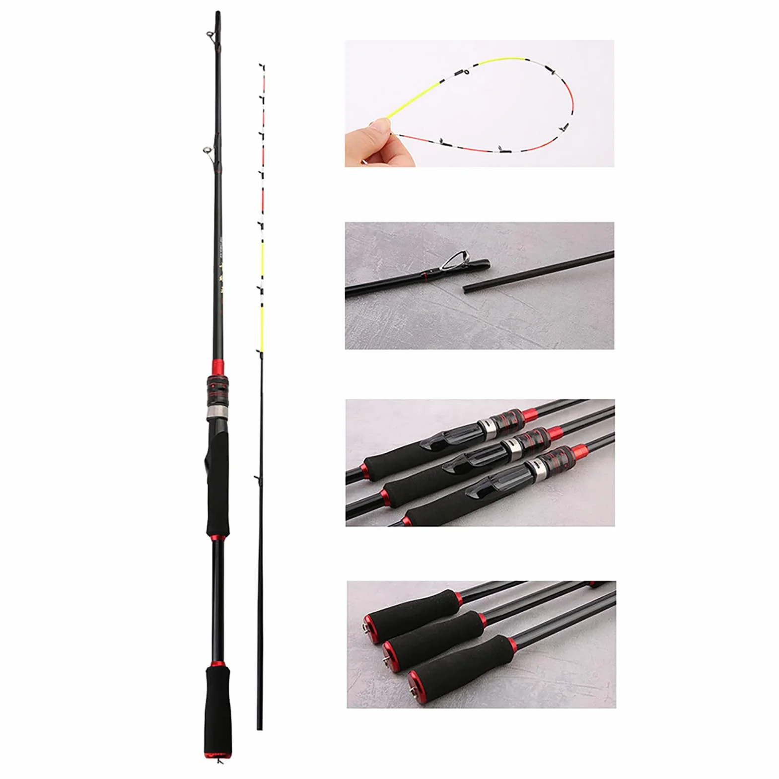 Bastón de Pescar Baitcasting Caña de Pescar Shore Cast Long Cast Soft Tail Balsa Raft Rod