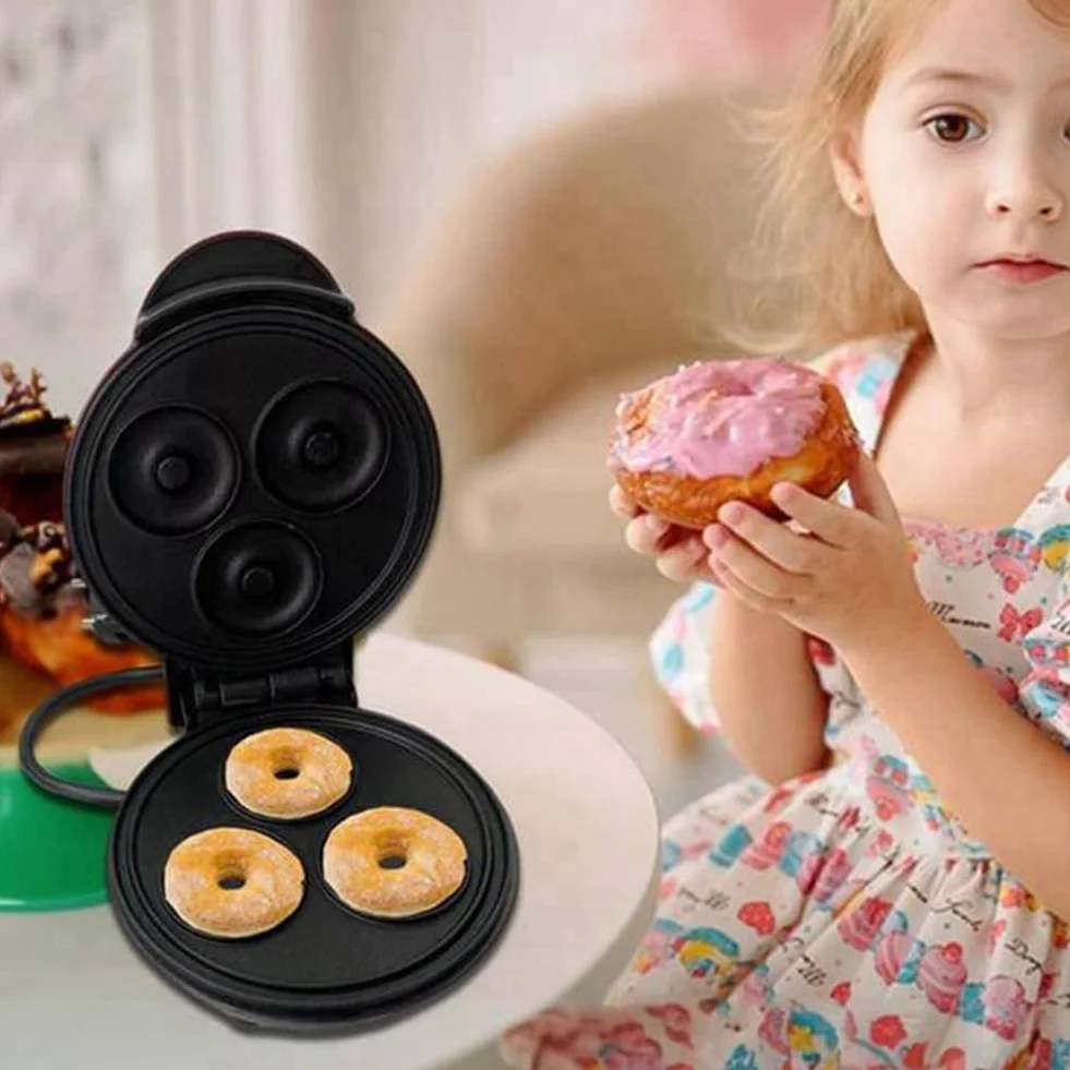 Máquina Eléctrica para Hacer Donas, Cocina con Revestimiento Antiadherente, para Hacer Donas, Aperitivos para Niños, Postres, Mini Máquina para Hacer Donas, Enchufe Europeo C