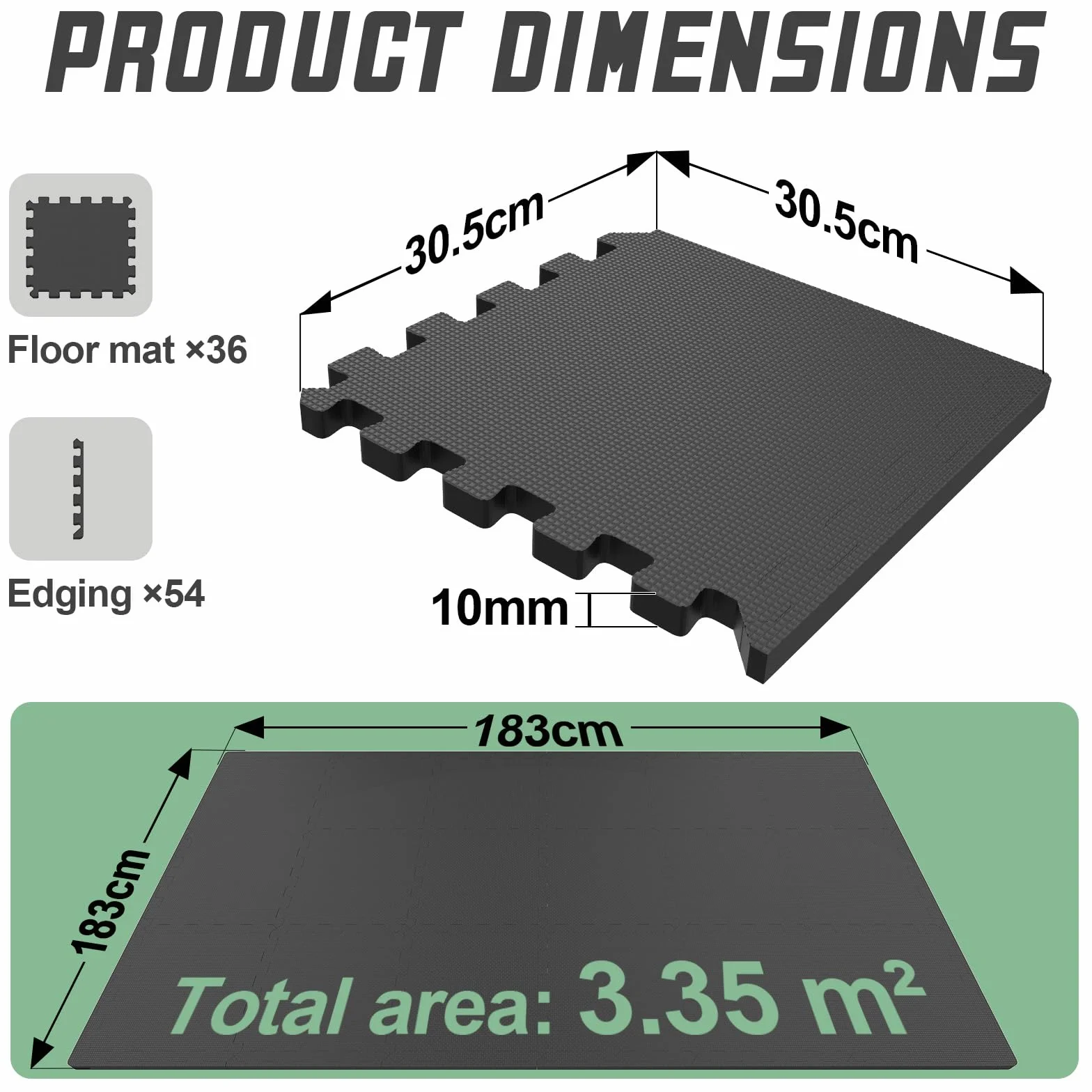 Soontrans Suelo Gimnasio Set 36 Piezas Tatami Puzzle 30.5x30.5x1cm EVA Gris carbón