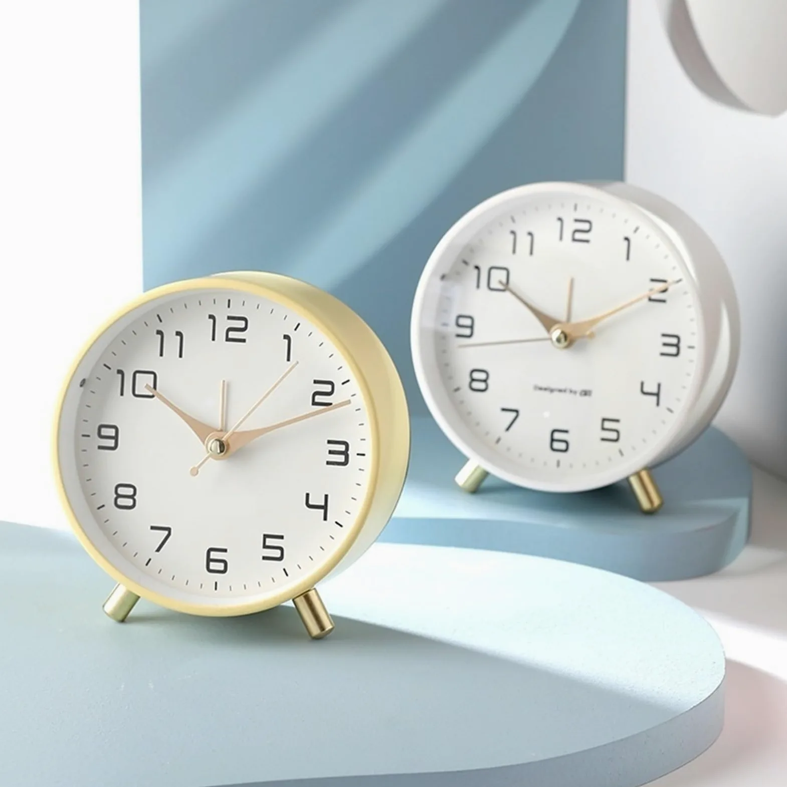Despertador, Reloj de escritorio pequeño, analógico, silencioso(White)