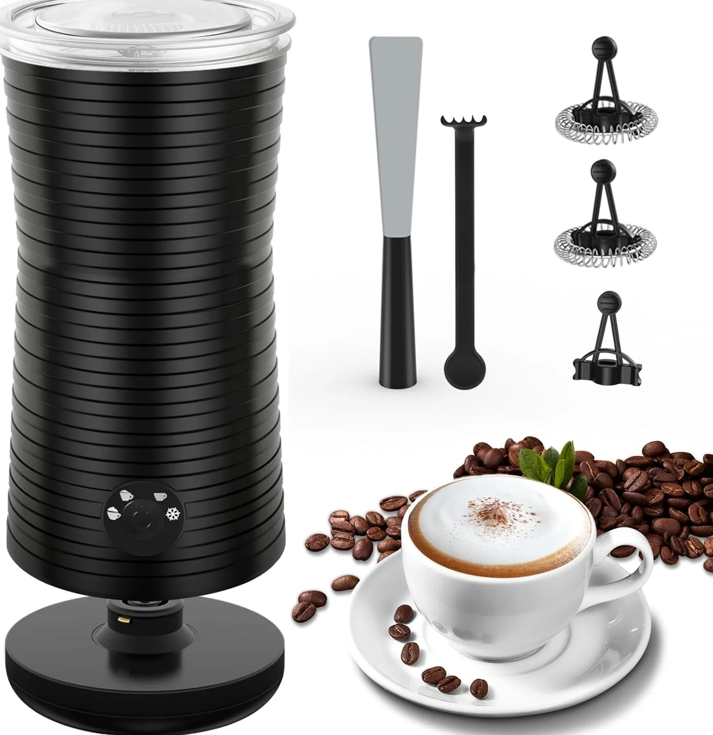 Morpilot - Espumador eléctrico de leche 4 en 1 con espuma caliente y fría y calentador de leche, emulsionador automático 400 W 240 ml para Cappuccino Macchiato Latte