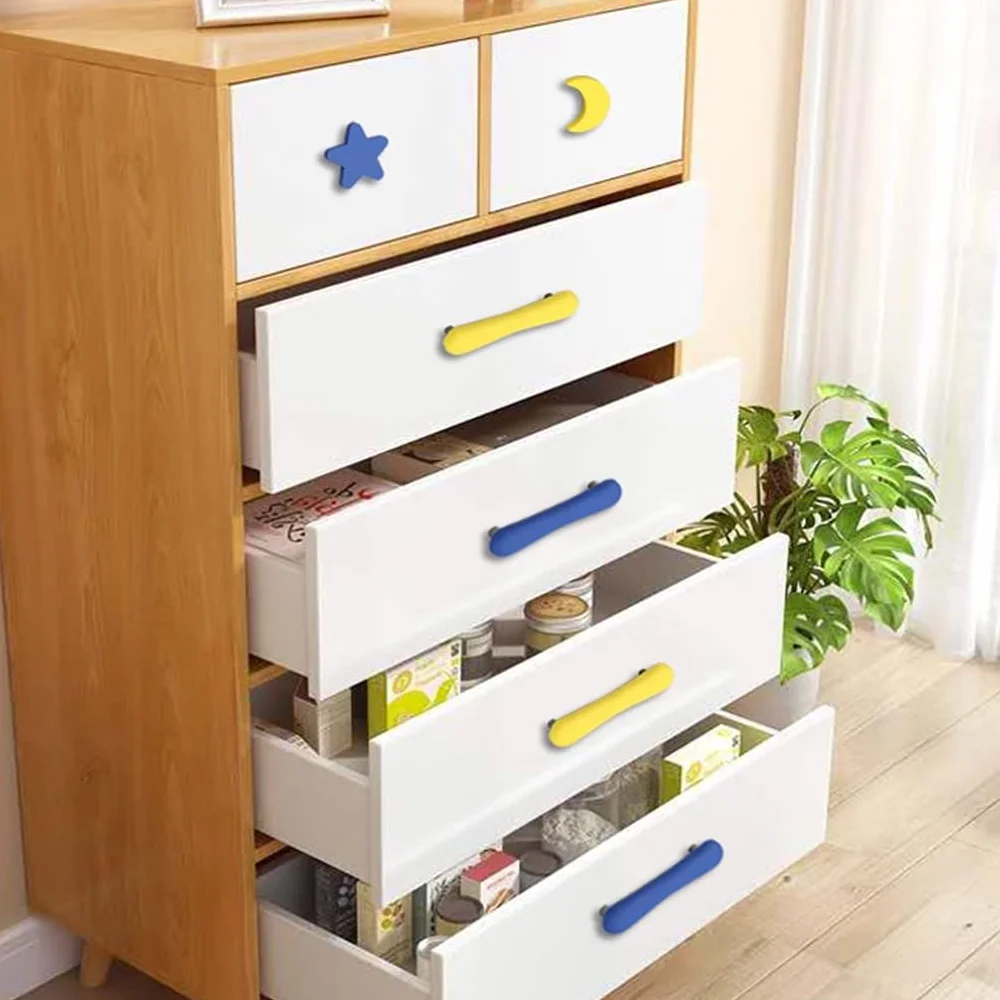 2 piezas Tiradores en Forma de estrella Manilla Puerta Habitación infantil Perilla para Cajón Asas de gabinete Tiradores Armarios de Goma Manijas Multicolor
