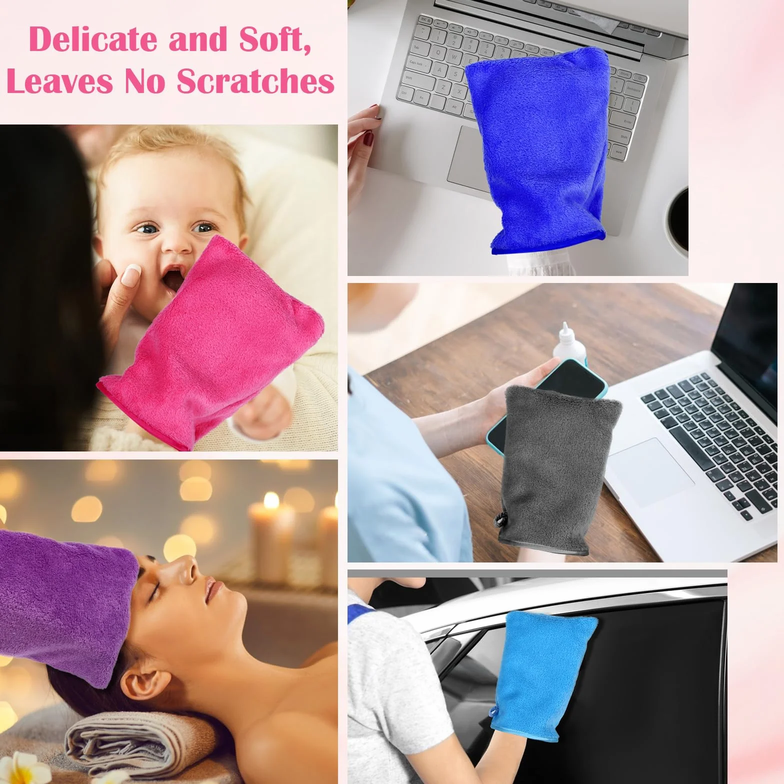 6 unidades de manoplas de microfibra supersuaves de rizo de microfibra multicolor gris azul rojo púrpura guante de lavado cuerpo cara coral polar conjunto bebé niños mujer