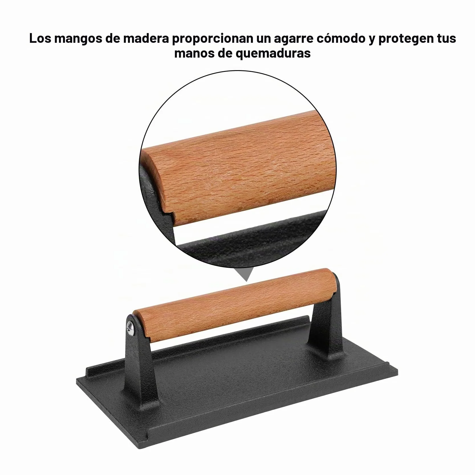 onlyfire Prensa para hamburguesas de parrilla, prensa de hierro fundido para filete de carne y tocino para hamburguesa, sándwich a la parrilla, quesadilla y filete