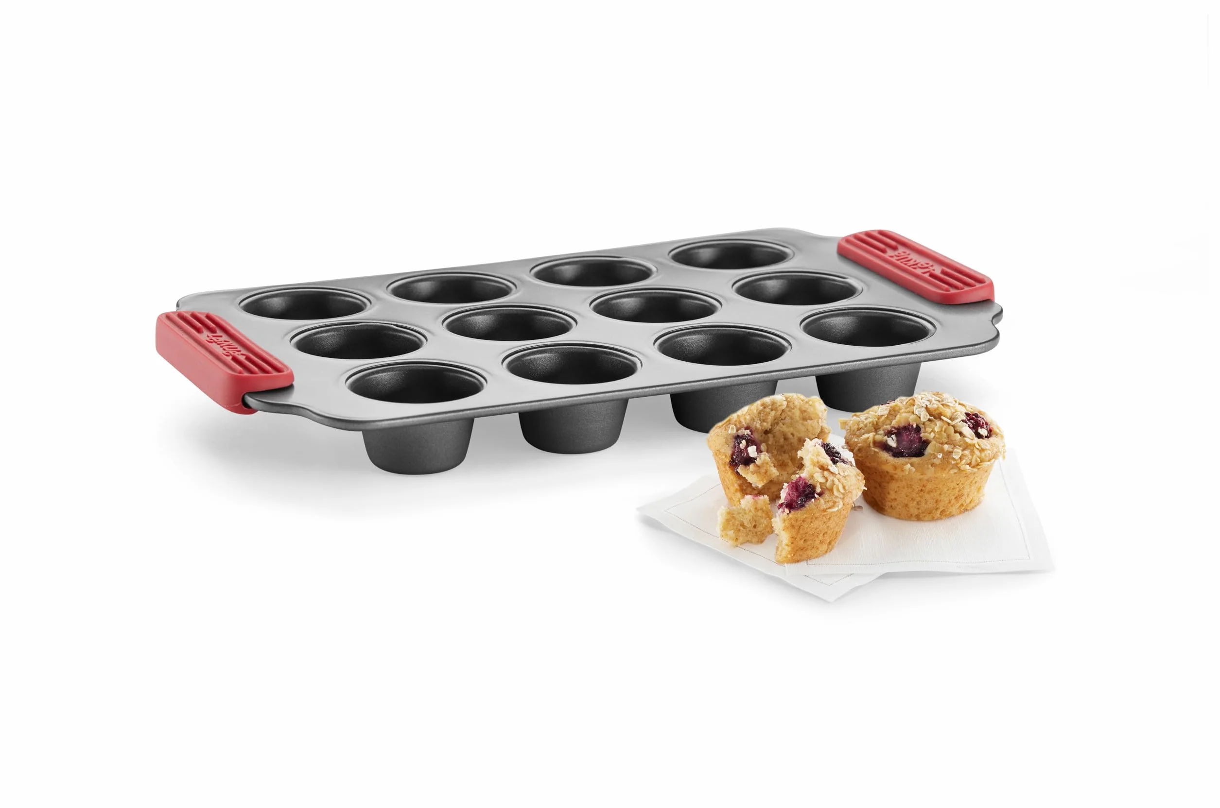 Lékué Molde Mini Muffins Pastelería antiadherente Metálico, 12 cavidades