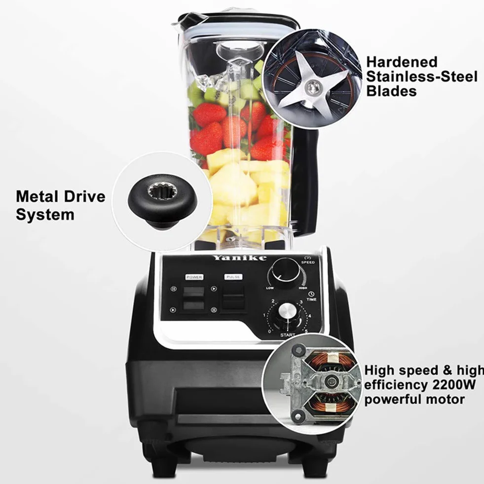 Licuadora Profesional Batidora de Baso, 2200W Licuadoras de Alta Velocidad para Batidos, licuadora smoothies de Hielo, Postre Congelado con Temporizador, Tarro de Tritán de 2 Litros sin BPA