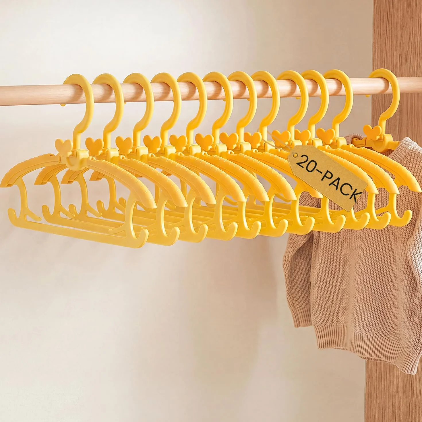 Perchas Ropa Bebé Ajustables 28-39cm Antideslizantes Ahorro Espacio Gancho Mariposa Paquete 20