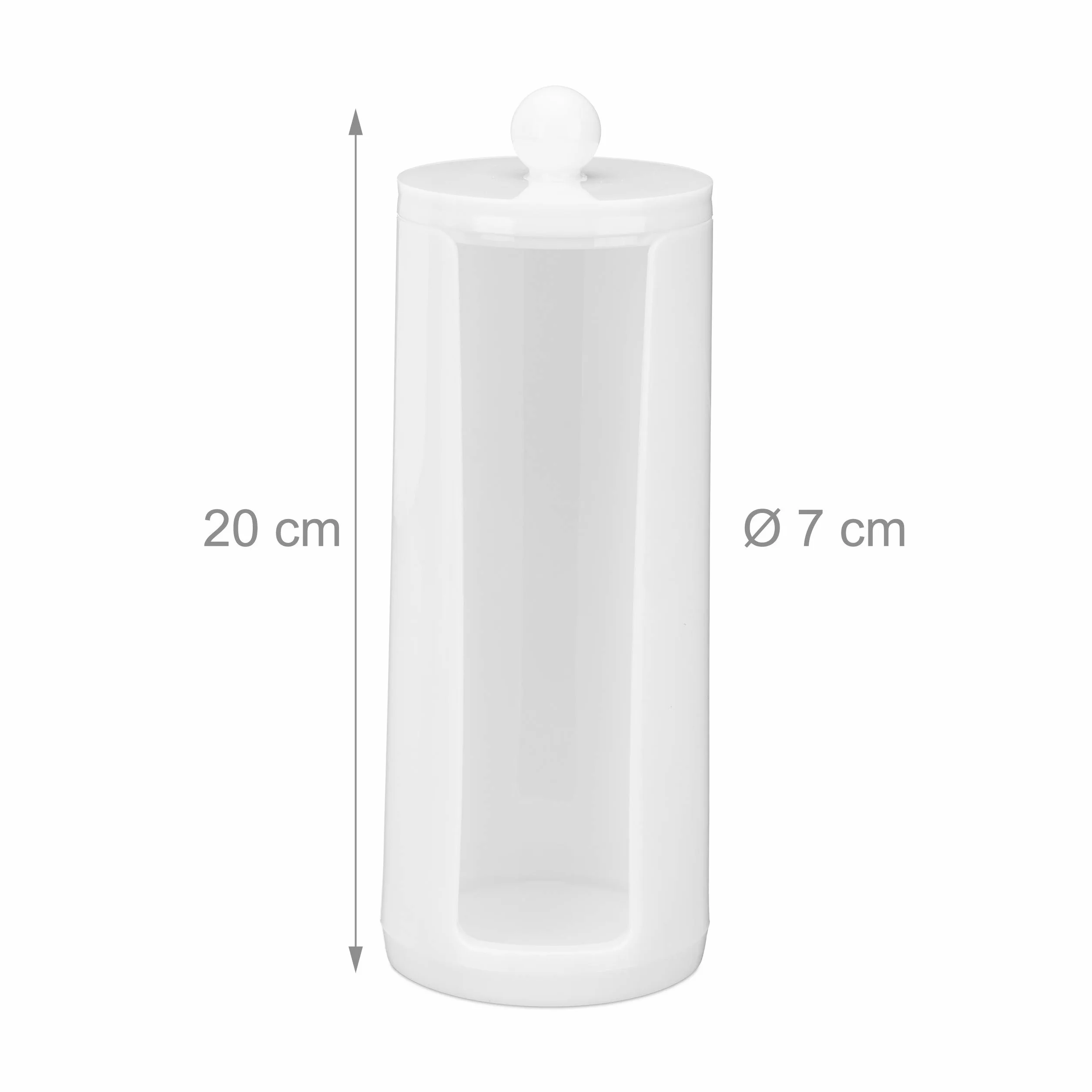 Relaxdays Pack de 2 Dispensadores Algodón con Tapa, 20 x 7 cm Acrílico, Blanco