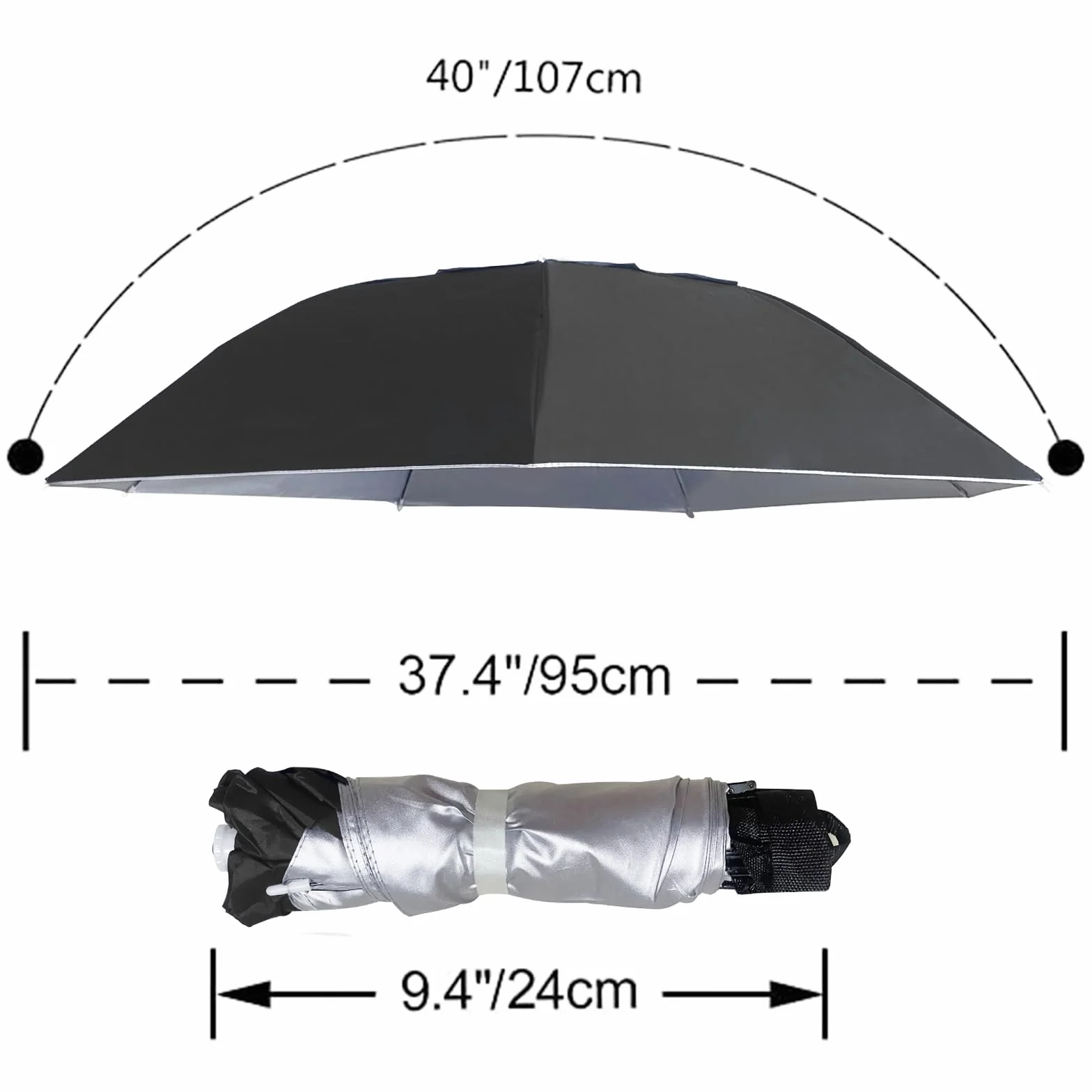 Sombrilla de pesca plegable ajustable 37.4 pulgadas anti-UV impermeable 7 varillas