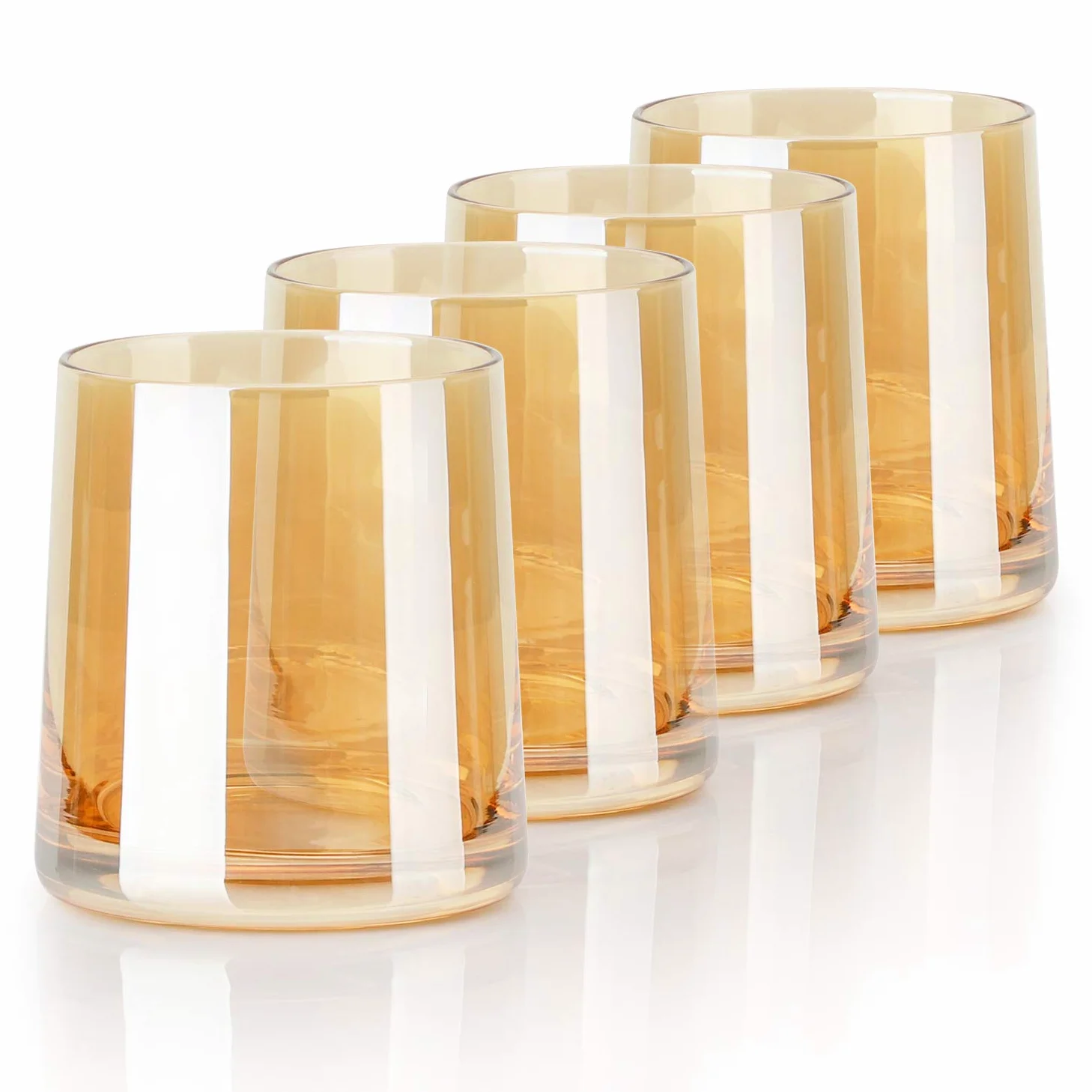 Beasea - Juego de 4 vasos de whisky de 255 ml, diseño de whisky, color ámbar