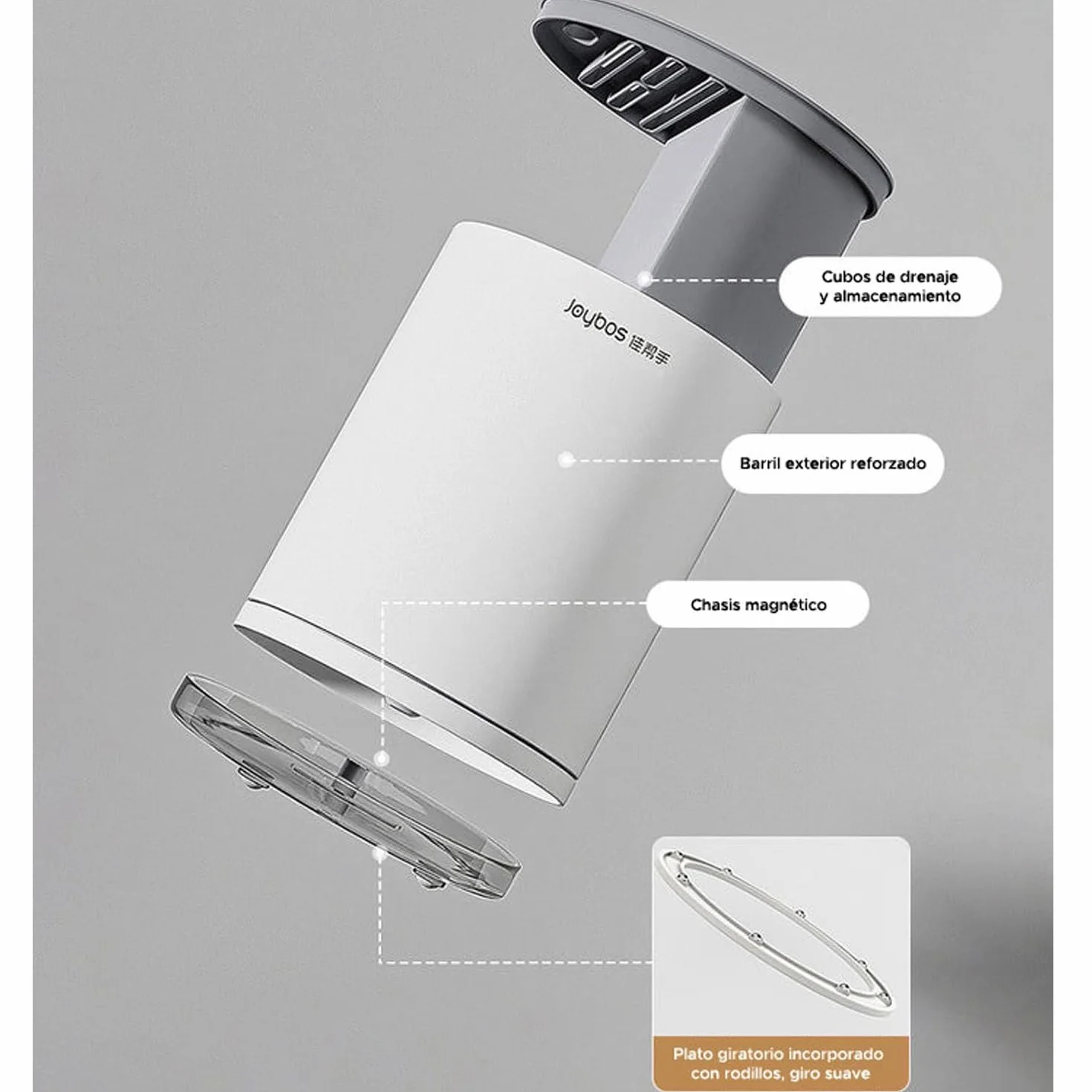 JOYBOS - Organizador de cuchillos redondo con ranura universal para cocina blanco
