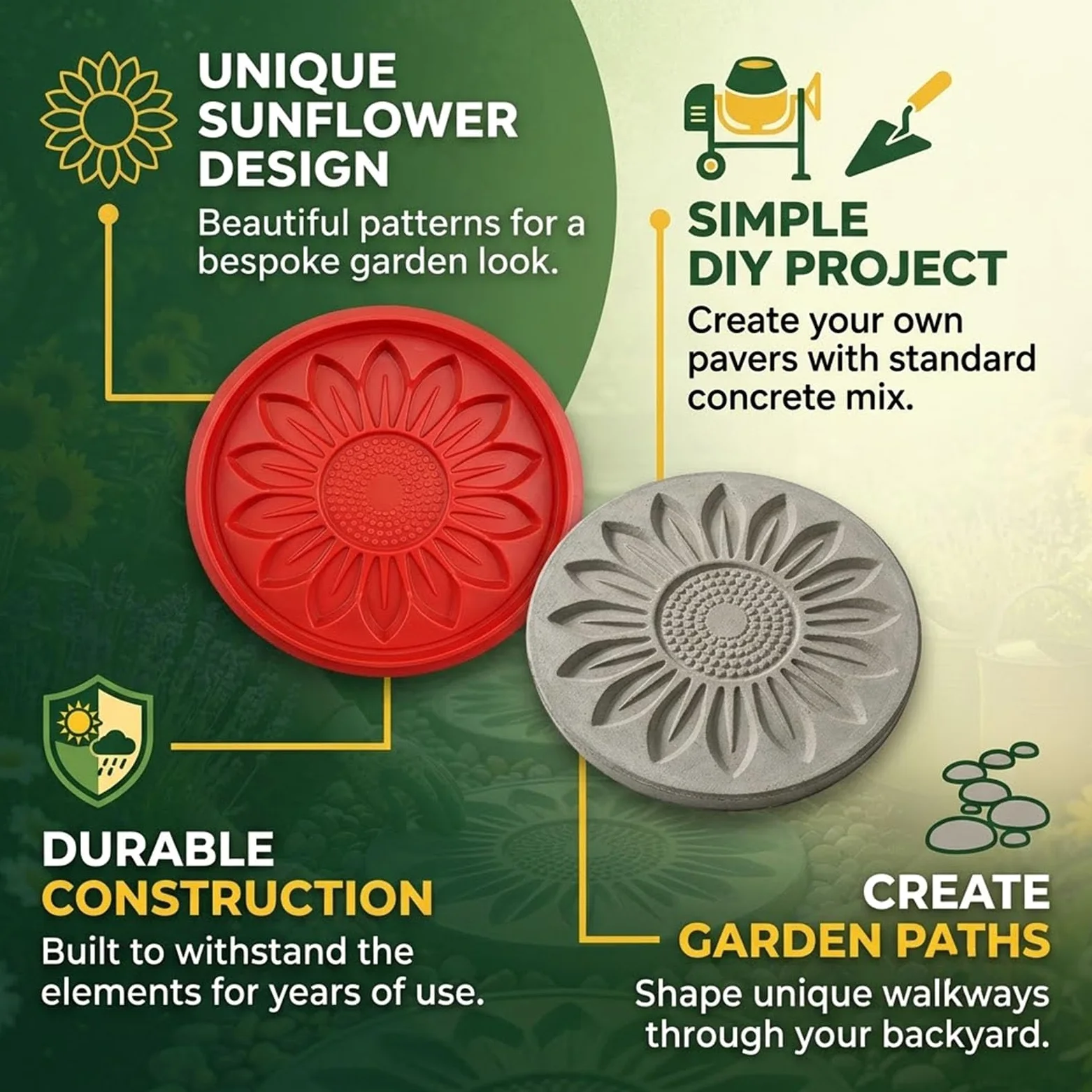 Molde Reutilizable de Girasol para Caminos de Jardín y Patio DIY (Butterfly)