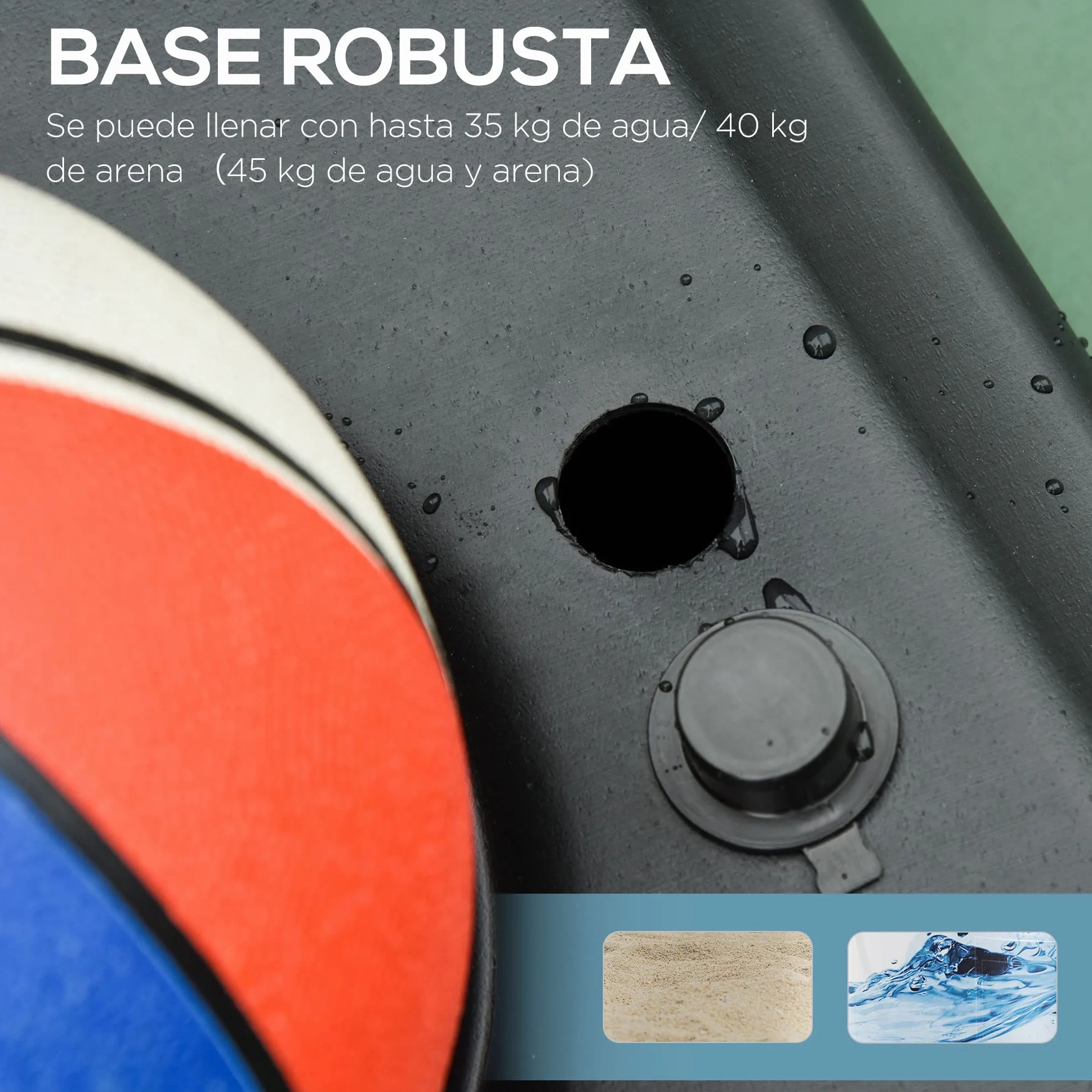 HOMCOM Canasta de Baloncesto Exterior Altura Ajustable 160-210 cm Portátil Tablero PE Ruedas Base Rellenable