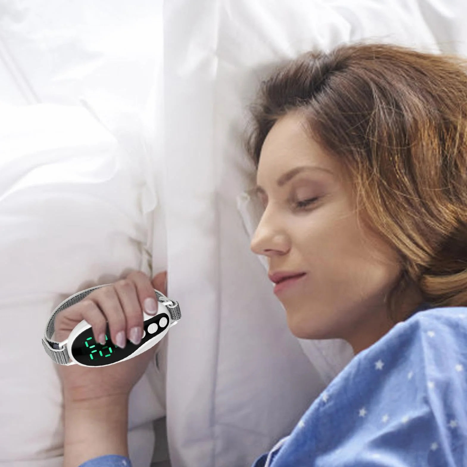 Dispositivo de ayuda para dormir de mano con microcorriente EMS, carga USB portátil