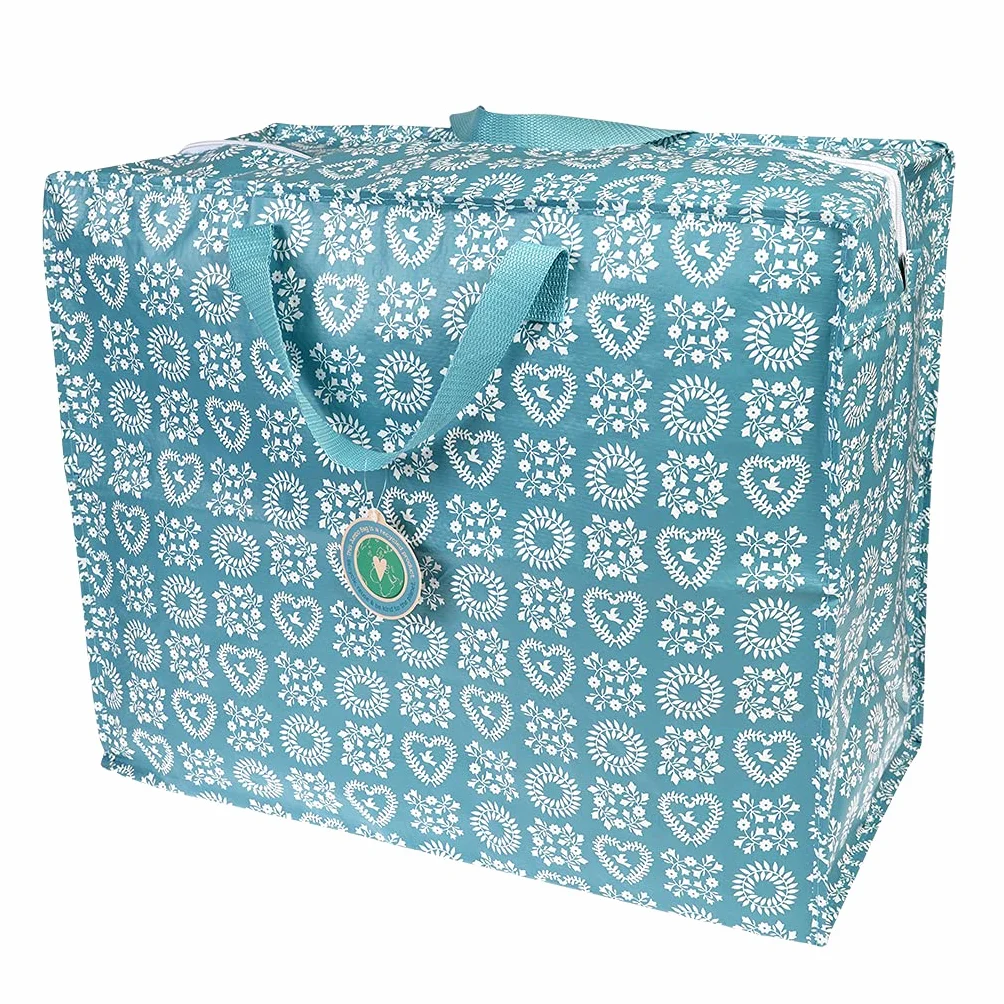 Bolsa de almacenamiento grande con cremallera, resistente y duradera, 55 x 48 x 28 cm, 70 l, diseño a elegir (azul amistad)