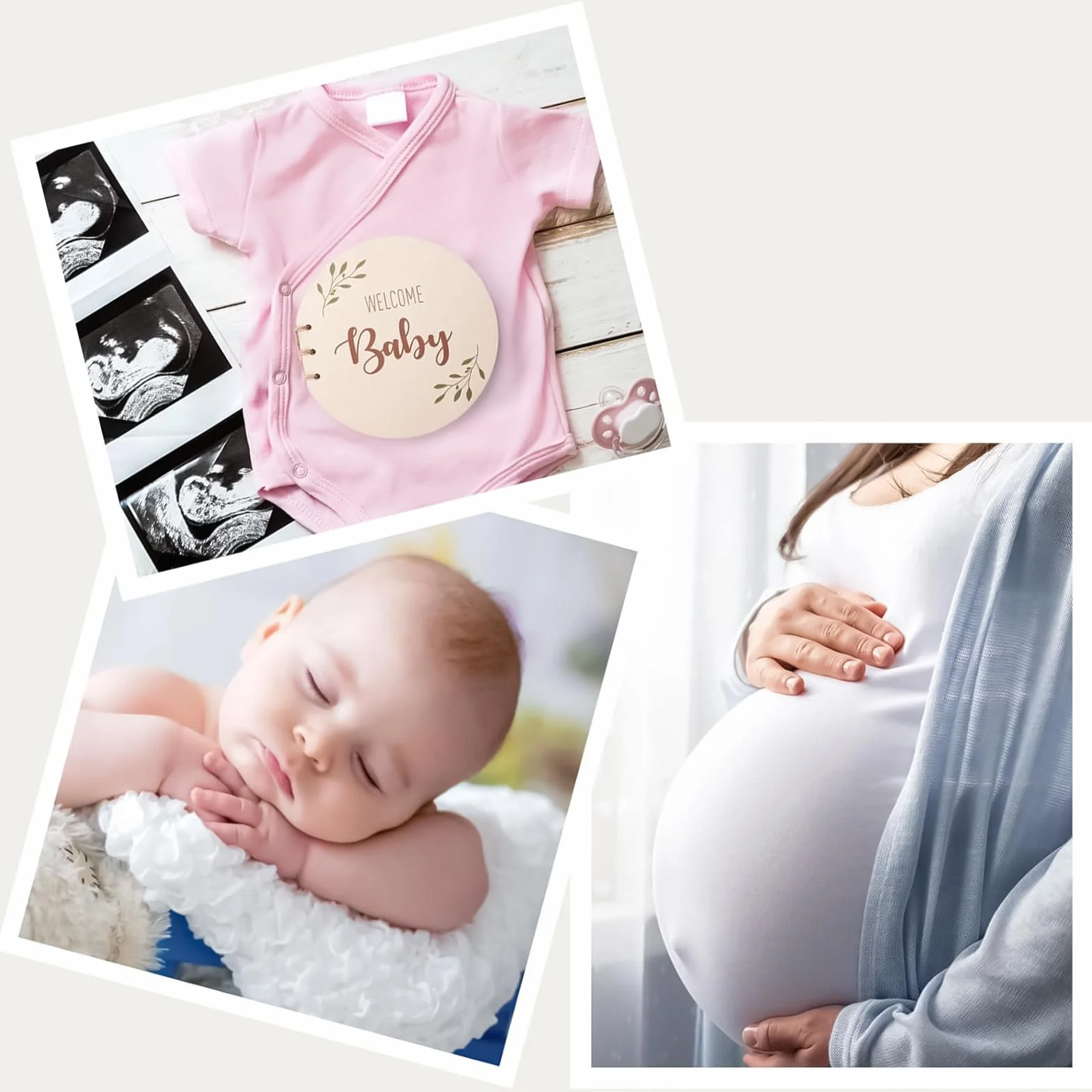 Libro Visitas Baby Shower, Libro de Invitados para Baby Shower, Libro Invitados con Tapa de Madera, Libro Firmas Bautizo, Libro Recuerdos Bebe, Redondo, con 35PCS Papel en Blanco (B)