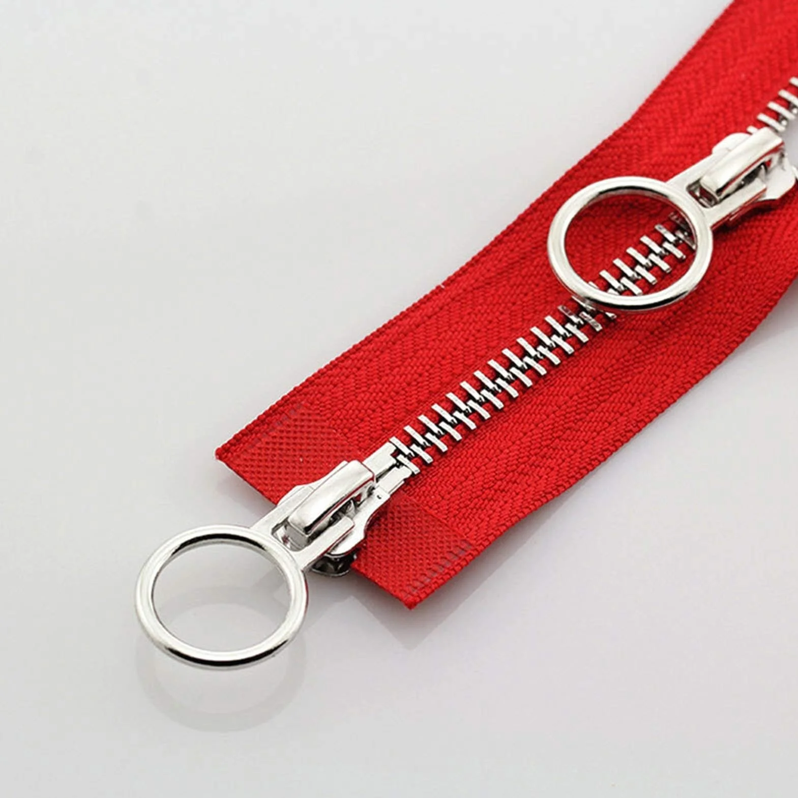 Cremallera para Bolsos, Cremalleras 1pc 5# Cremallera de Extremo Abierto con Doble Deslizador, Cremalleras metálicas con Bloqueo automático de Cabeza de Anillo O,(Red)