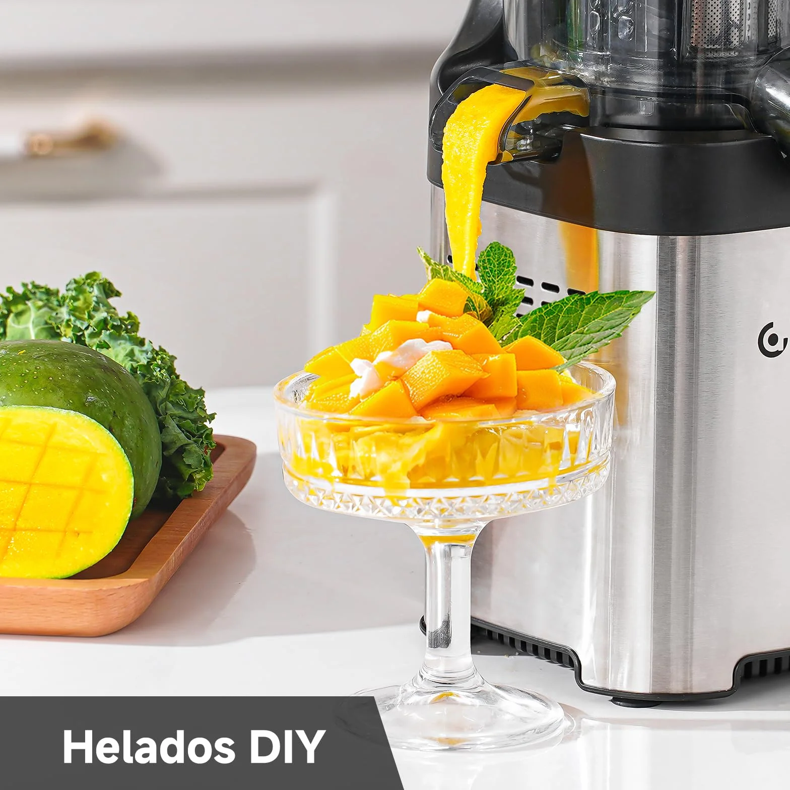 AMZCHEF Extractor de Zumos, Slow Juicer con Apertura de 120MM, Capacidad de 2 L, Licuadora Prensado en Frío para Frutas y Verduras Enteras, Cuerpo de Acero Inoxidable, Fácil Montaje y Limpieza, Plata