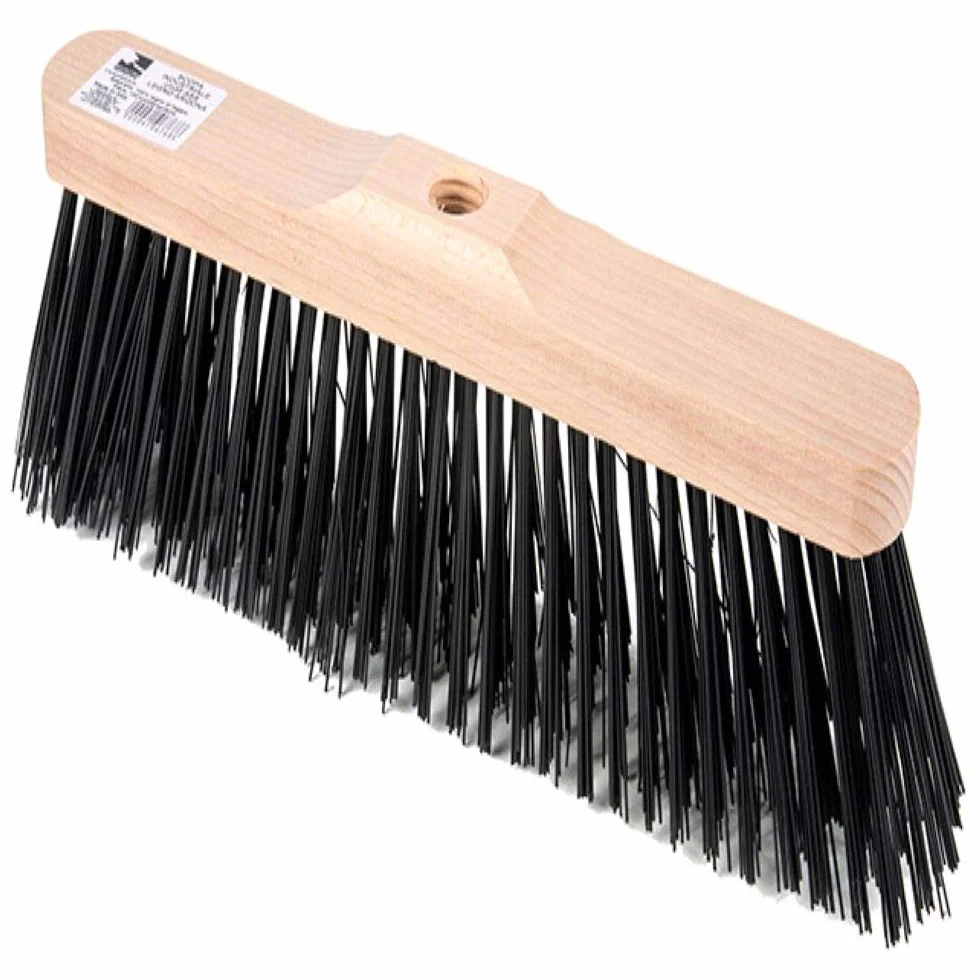 La Briantina Arizona - Escoba Industrial de Exterior para Jardines, Balcones y Caminos, con Robusto Eje de Madera y Fibras rígidas y Resistentes, 30 cm de Ancho