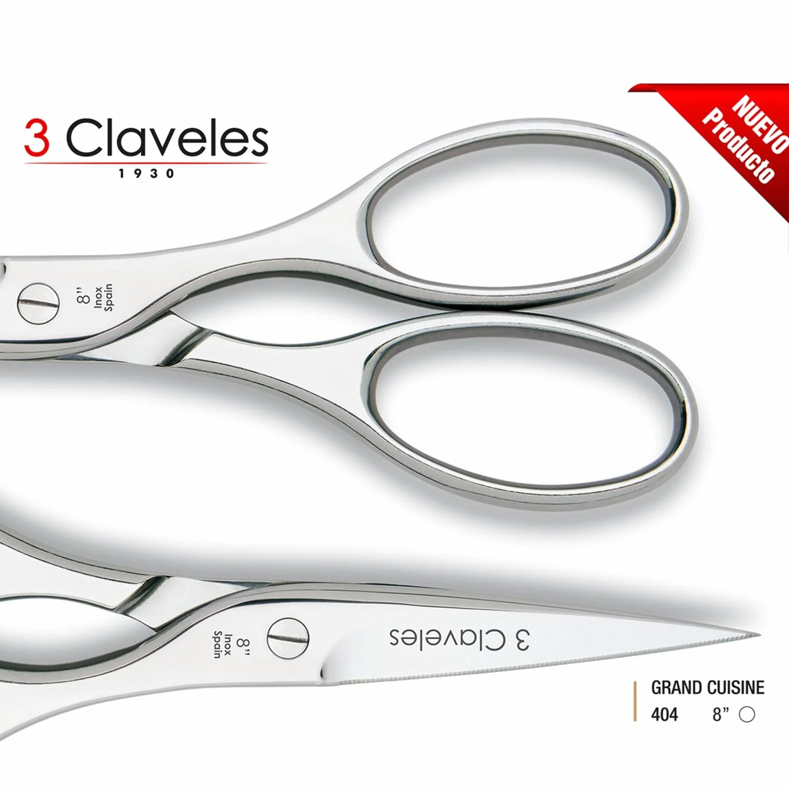 3 Claveles - 3Claveles 404 - Tijera para cocina de 8 pulgadas, inox