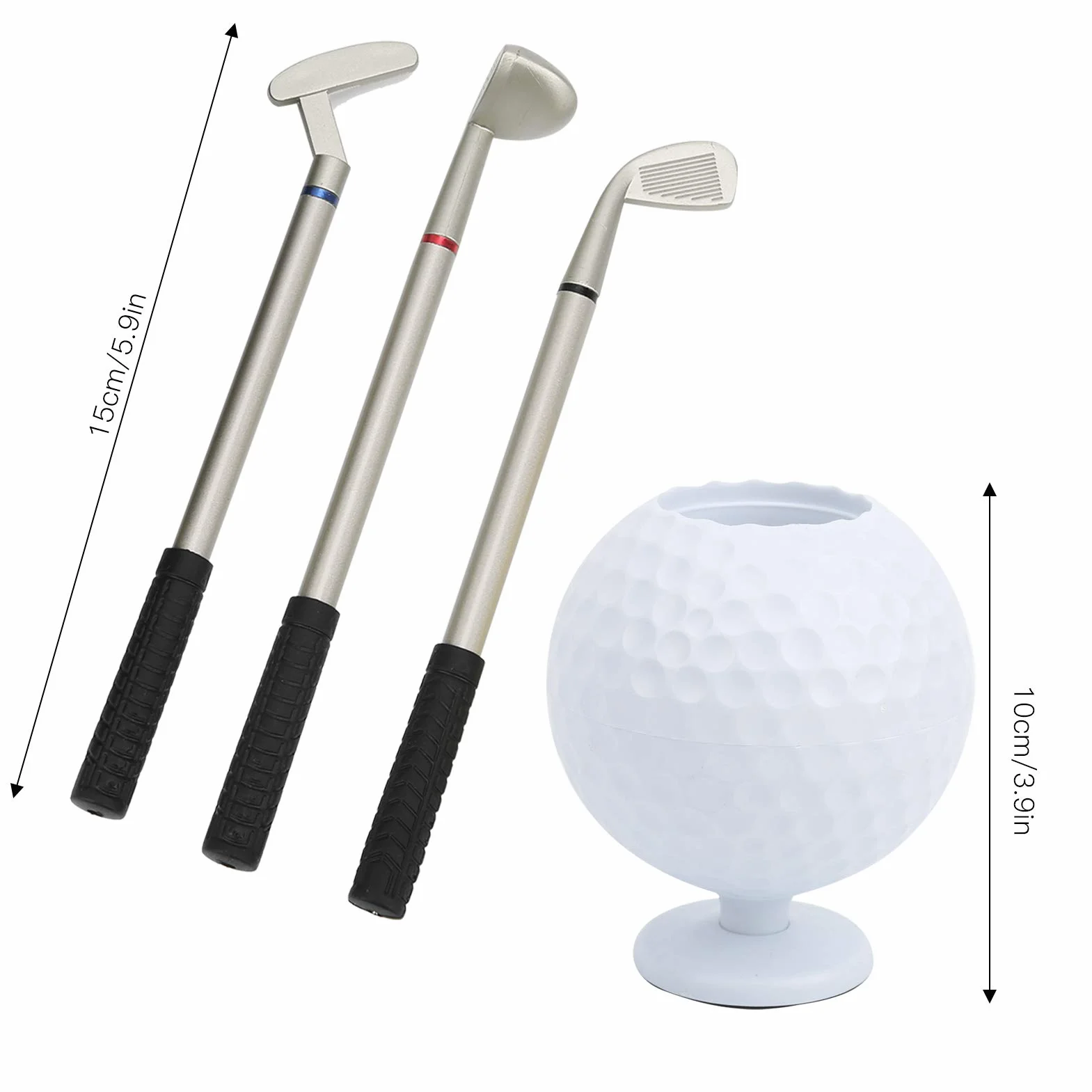 CHICIRIS Bolígrafo Golf 3 uds, Soporte Mini Pelota Golf, Regalo Escritorio Golfista